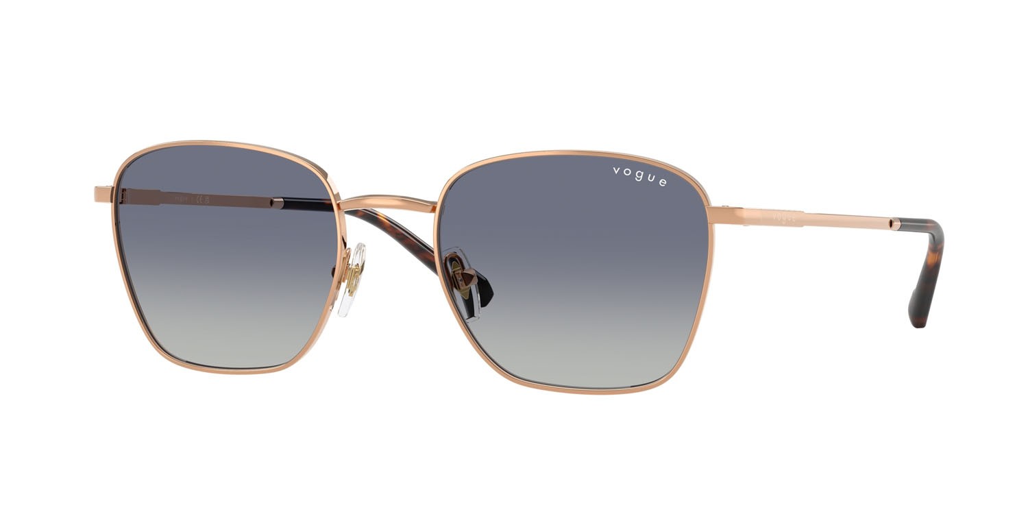 Occhiali da sole Vogue VO 4322S (51524L) colore oro rose forma quadrato lenti blu sfumato grigio