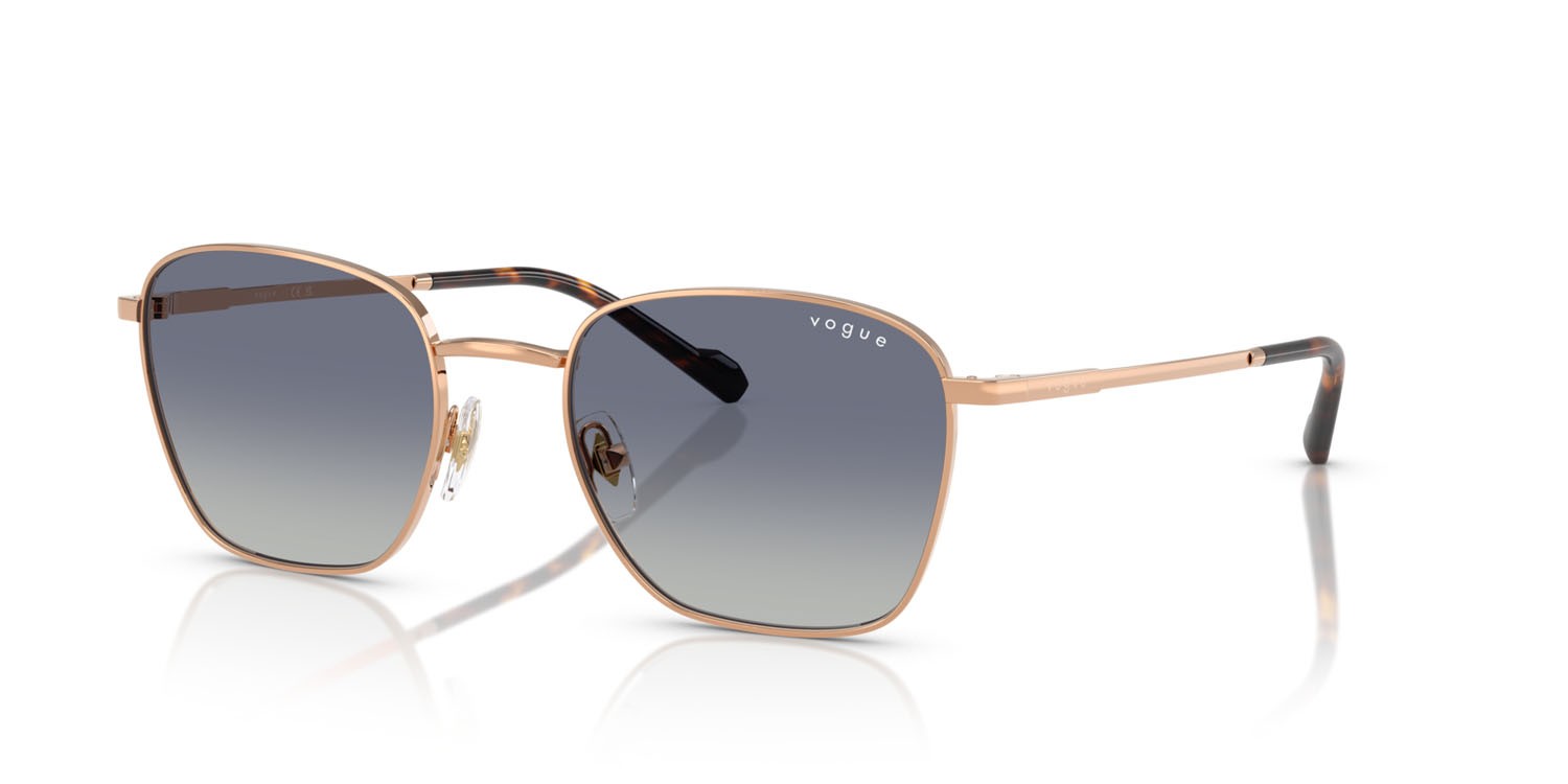 Occhiali da sole Vogue VO 4322S (51524L) colore oro rose forma quadrato lenti blu sfumato grigio