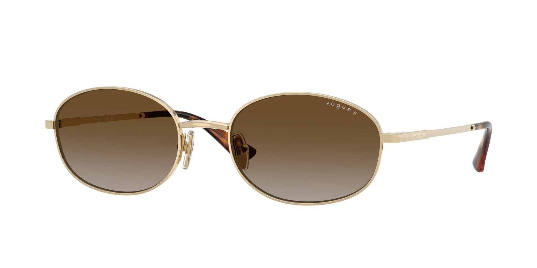 Occhiali da sole Vogue VO 4323S (848/T5) colore oro pallido forma ovale lenti grigio sfumato marrone polarizzata
