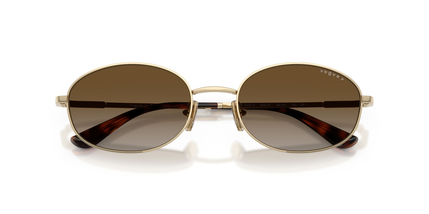 Occhiali da sole Vogue VO 4323S (848/T5) colore oro pallido forma ovale lenti grigio sfumato marrone polarizzata