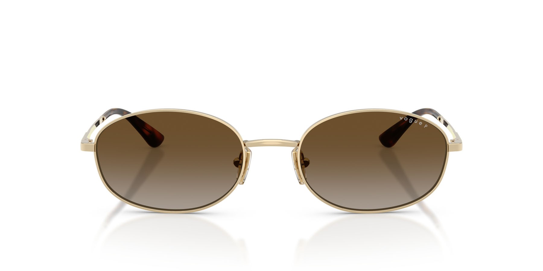 Occhiali da sole Vogue VO 4323S (848/T5) colore oro pallido forma ovale lenti grigio sfumato marrone polarizzata
