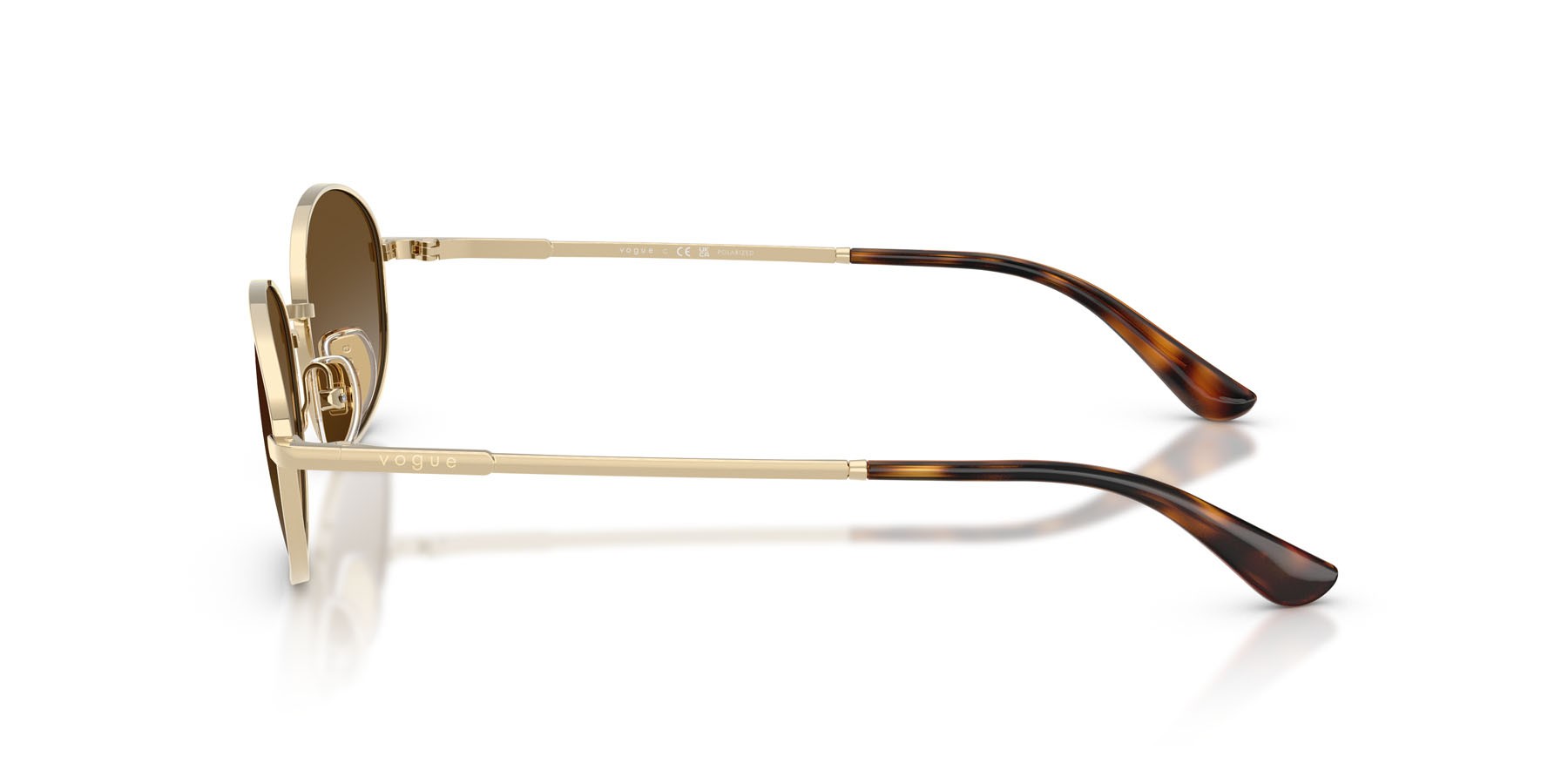 Occhiali da sole Vogue VO 4323S (848/T5) colore oro pallido forma ovale lenti grigio sfumato marrone polarizzata