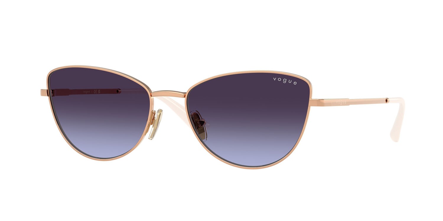 Sunglasses Vogue VO 4324S (51524Q) color oro rose shape butterfly lenses violetto sfumato grigio