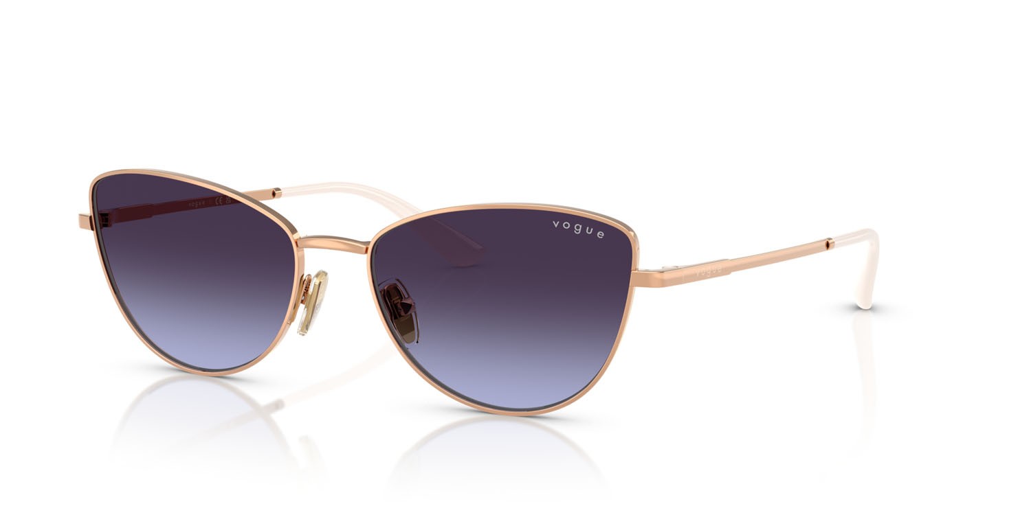 Sunglasses Vogue VO 4324S (51524Q) color oro rose shape butterfly lenses violetto sfumato grigio