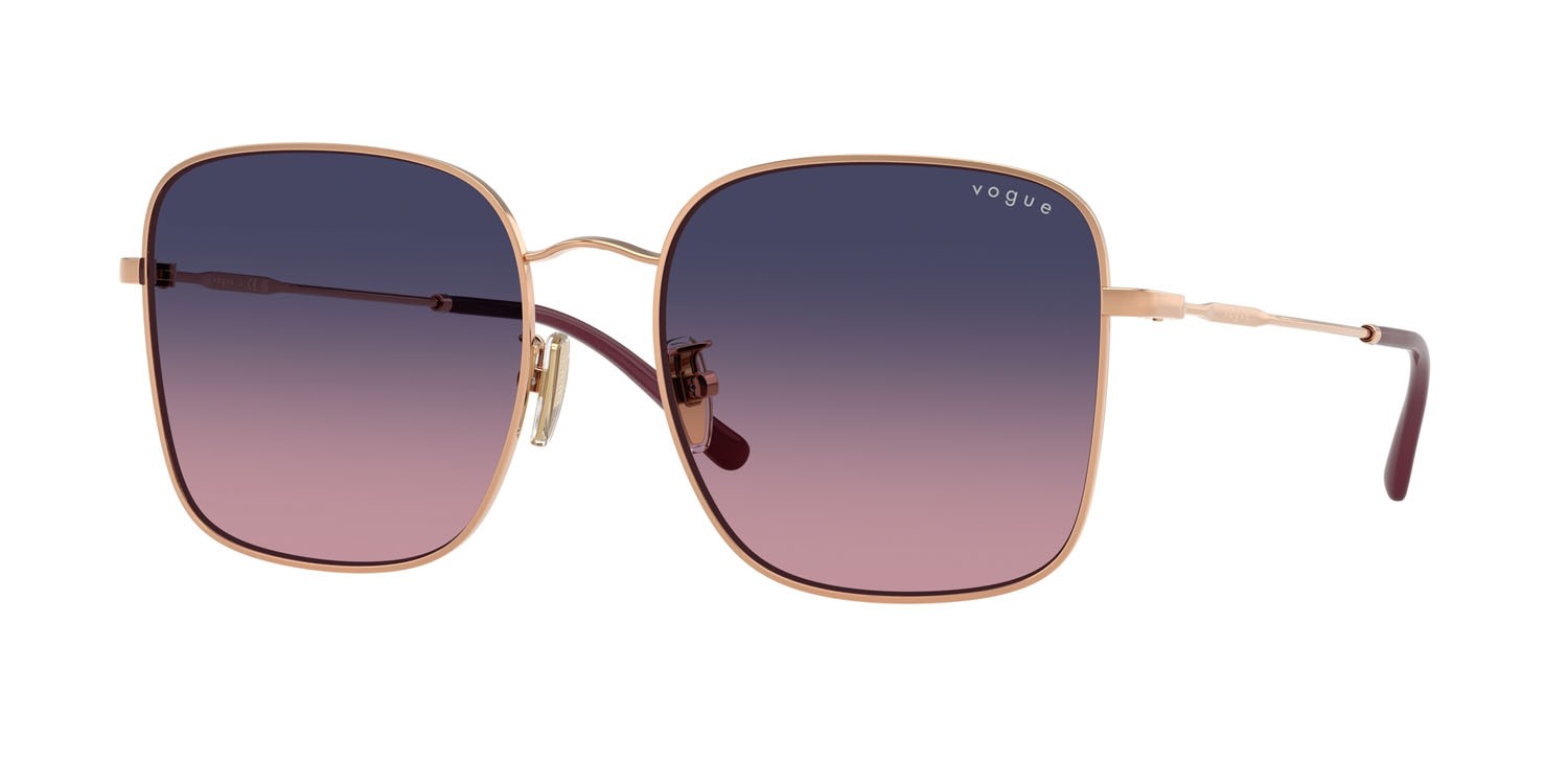 Occhiali da sole Vogue VO 4327SD (5152I6) colore oro rose forma quadrato lenti rosa sfumato blu