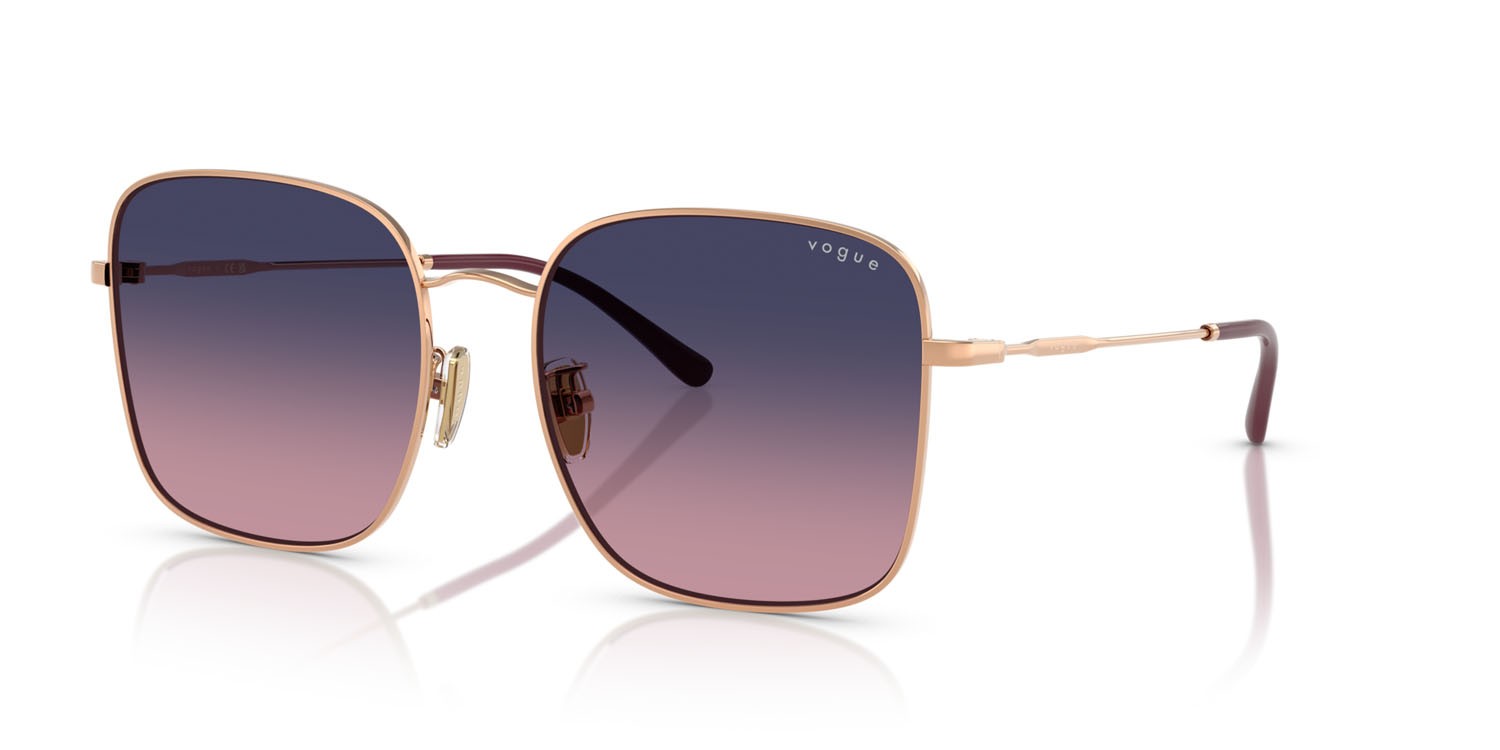 Occhiali da sole Vogue VO 4327SD (5152I6) colore oro rose forma quadrato lenti rosa sfumato blu