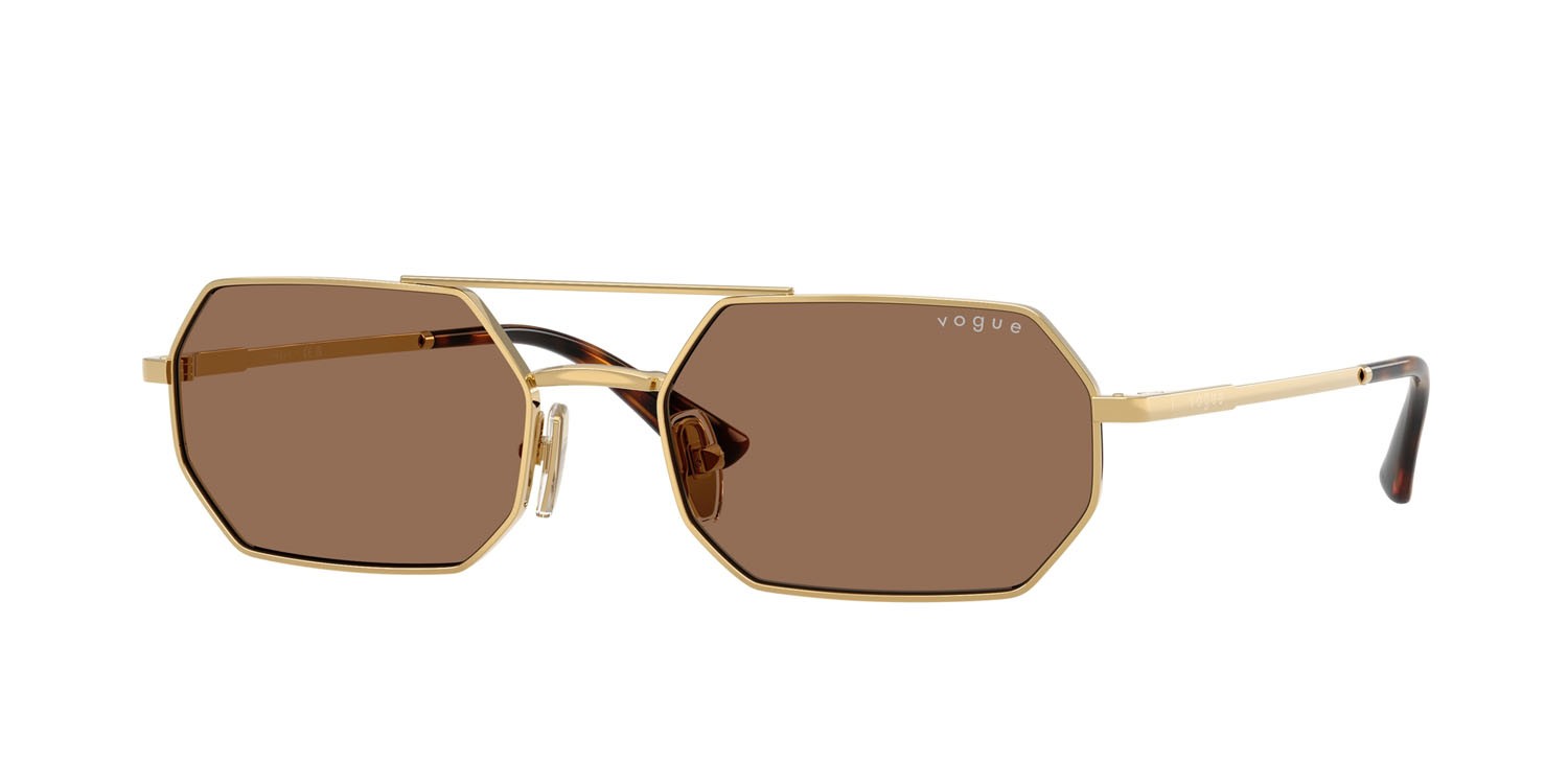 Occhiali da sole Vogue VO 4329S (280/73) colore oro forma irregolare lenti marrone scuro