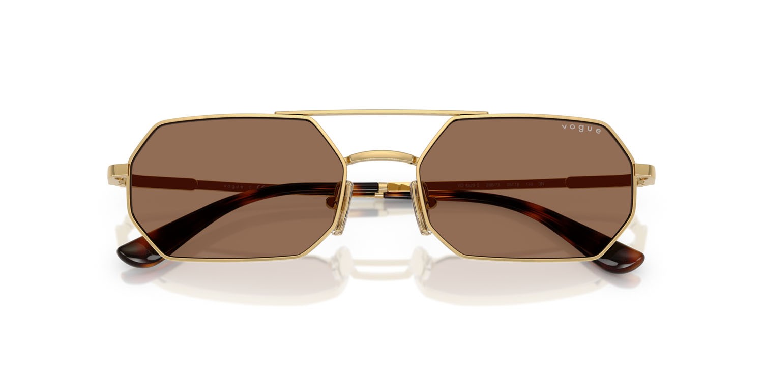 Occhiali da sole Vogue VO 4329S (280/73) colore oro forma irregolare lenti marrone scuro