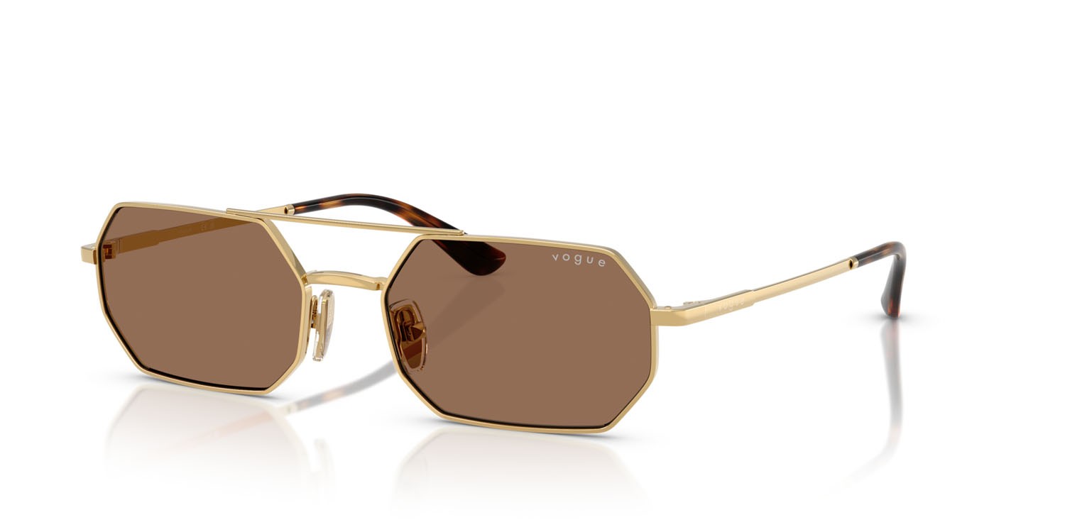 Occhiali da sole Vogue VO 4329S (280/73) colore oro forma irregolare lenti marrone scuro