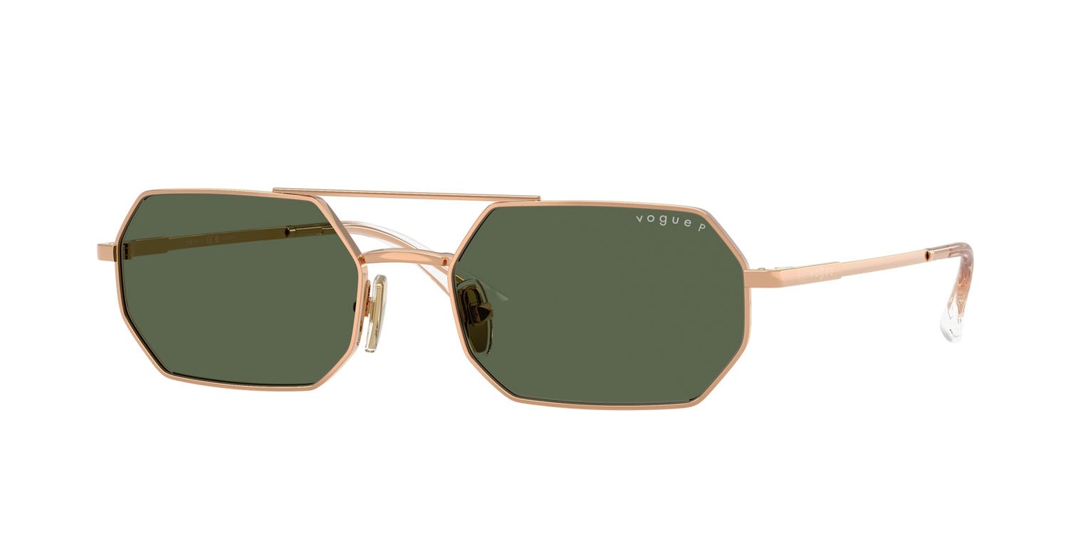 Occhiali da sole Vogue VO 4329S (51529A) colore oro rose forma irregolare lenti polar verde scuro