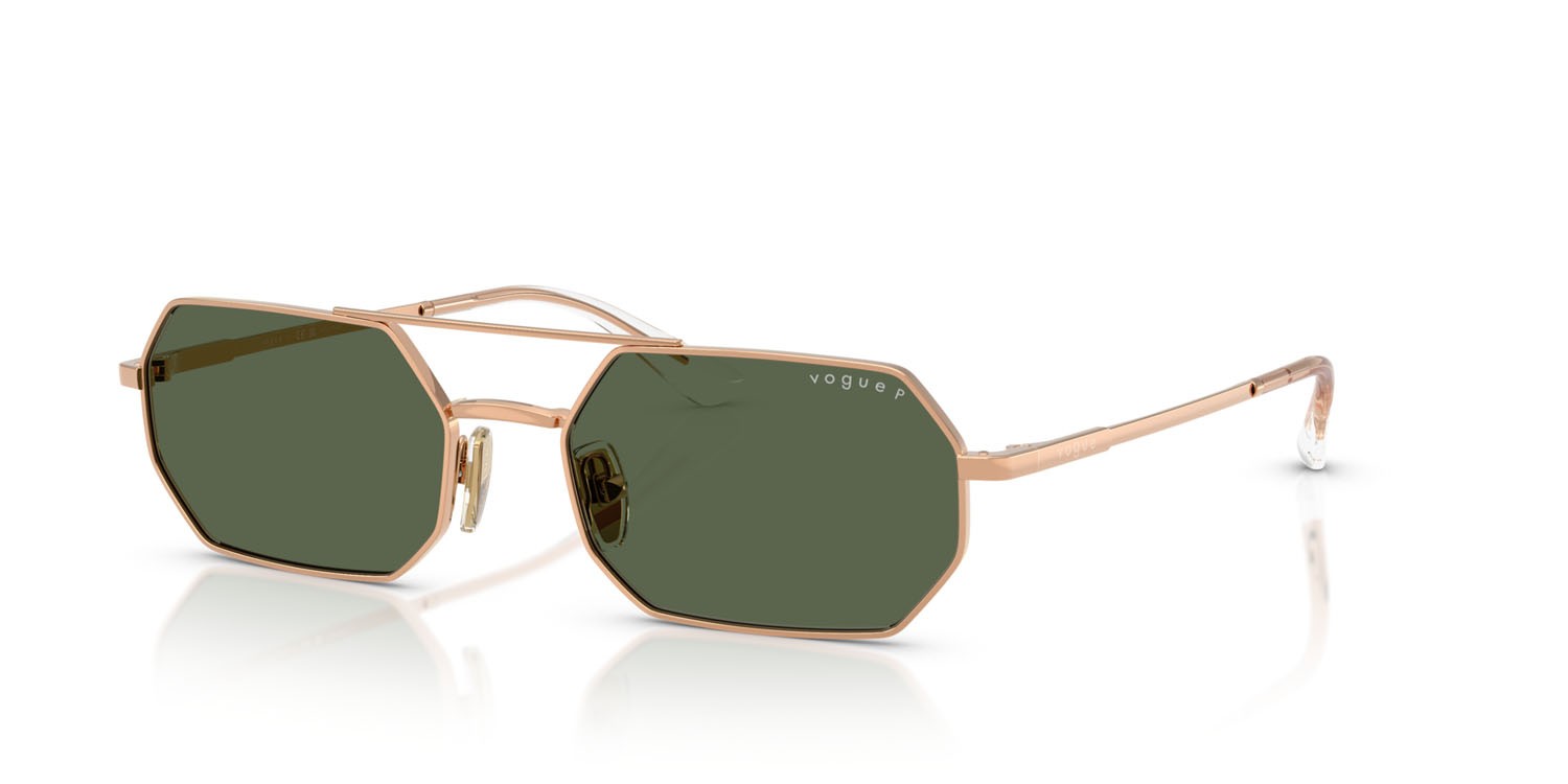 Occhiali da sole Vogue VO 4329S (51529A) colore oro rose forma irregolare lenti polar verde scuro