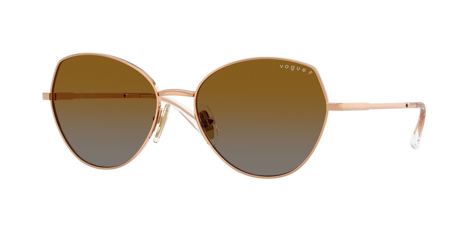 Occhiali da sole Vogue VO 4330S (5152T5) colore oro rose forma irregolare lenti polarizzata grigio sfumato marrone
