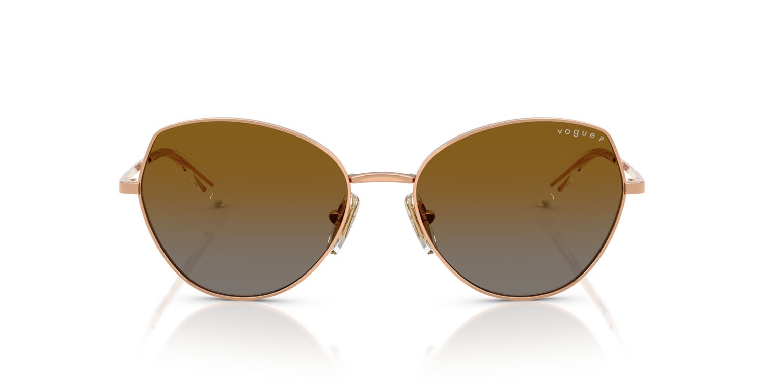 Occhiali da sole Vogue VO 4330S (5152T5) colore oro rose forma irregolare lenti polarizzata grigio sfumato marrone