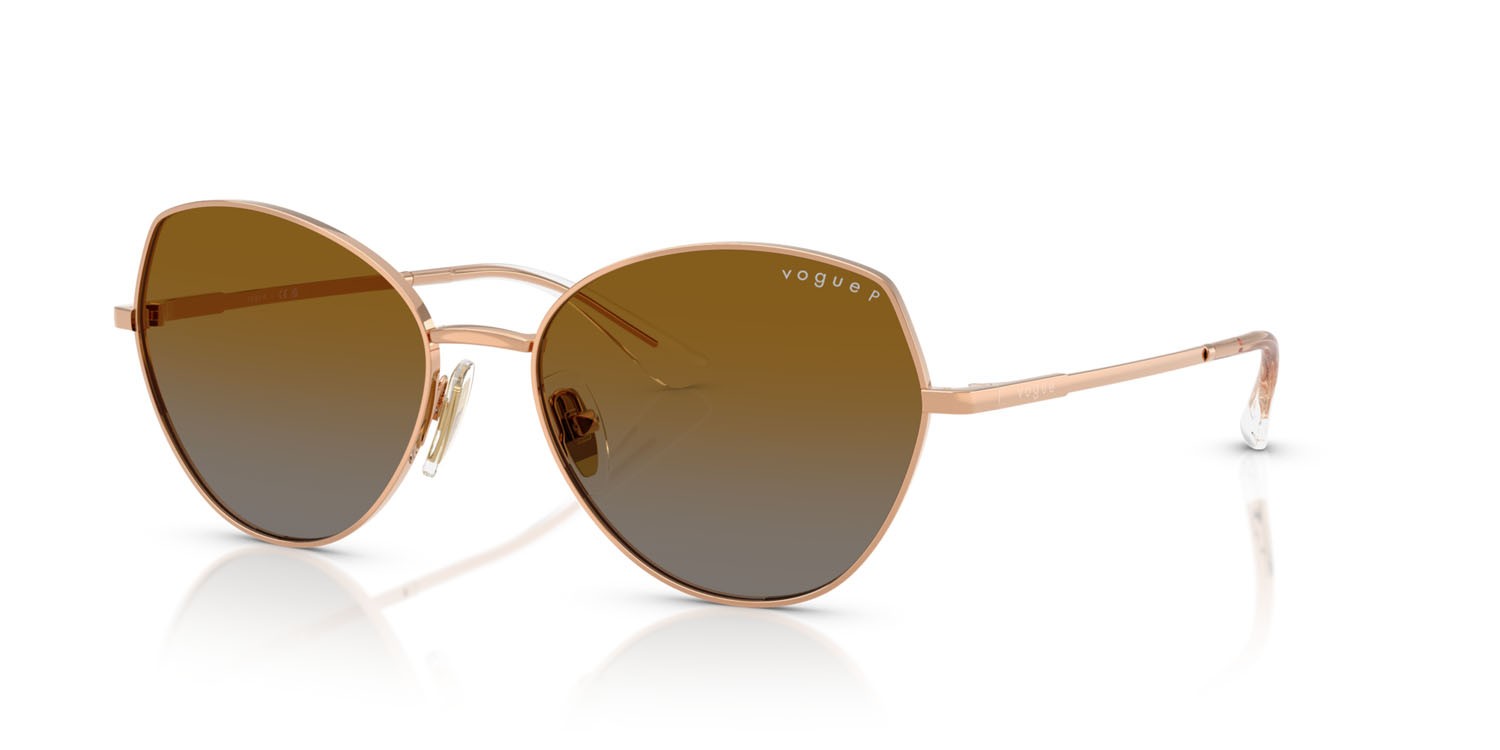Occhiali da sole Vogue VO 4330S (5152T5) colore oro rose forma irregolare lenti polarizzata grigio sfumato marrone