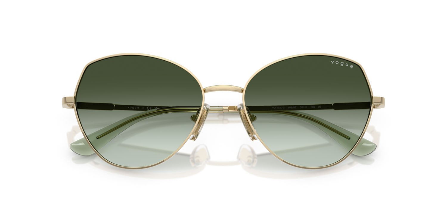 Sunglasses Vogue VO 4330S (848/8E) color oro pallido shape irregular lenses verde sfumato
