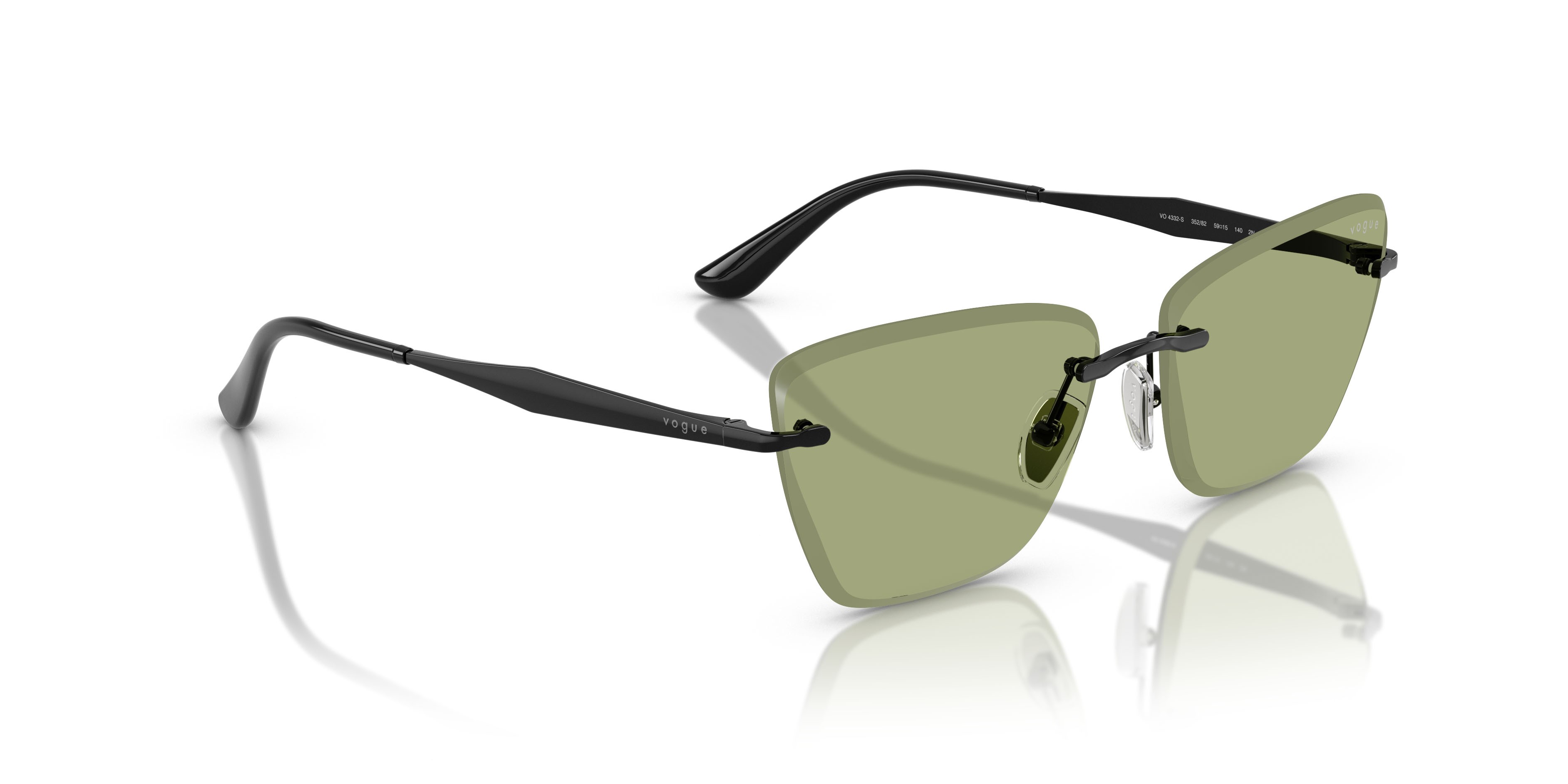 Occhiali da sole Vogue VO 4332S (352/82) colore nero forma cat eye lenti verde