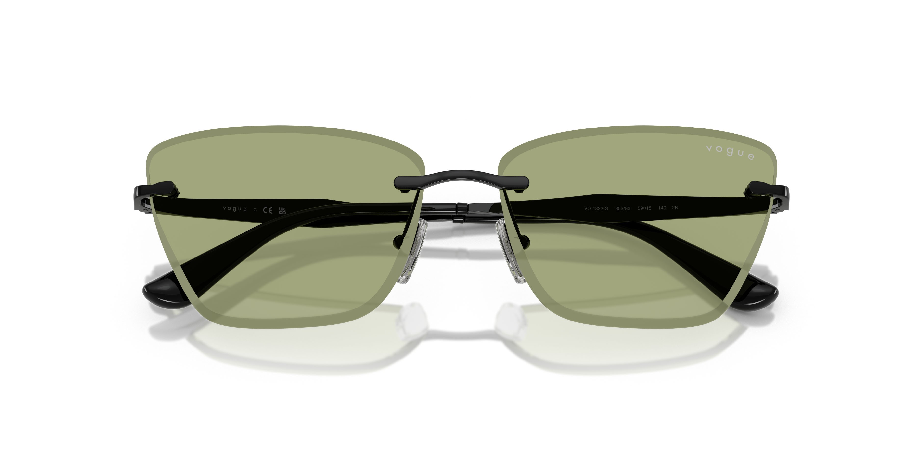 Occhiali da sole Vogue VO 4332S (352/82) colore nero forma cat eye lenti verde