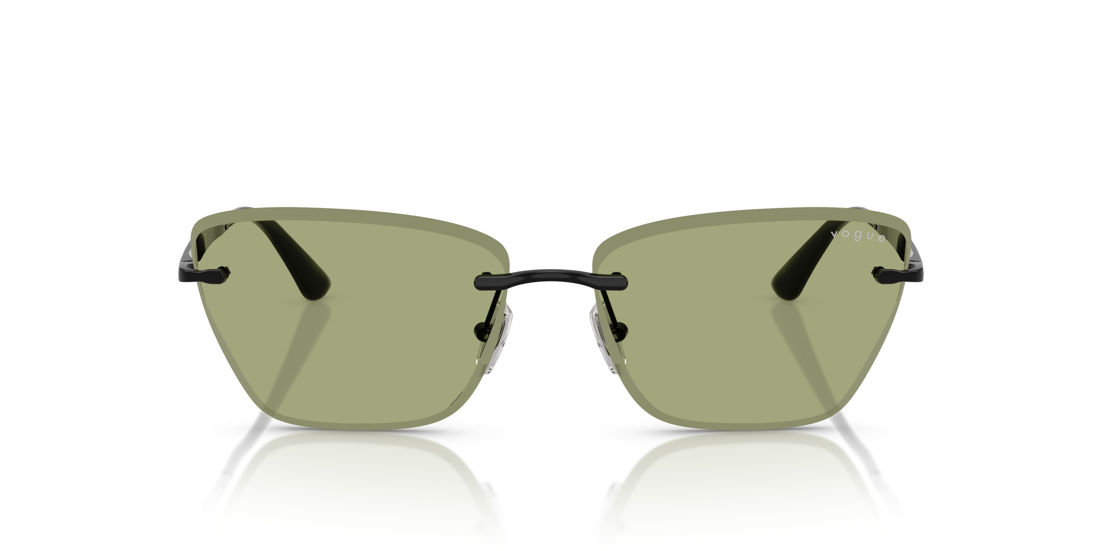 Occhiali da sole Vogue VO 4332S (352/82) colore nero forma cat eye lenti verde