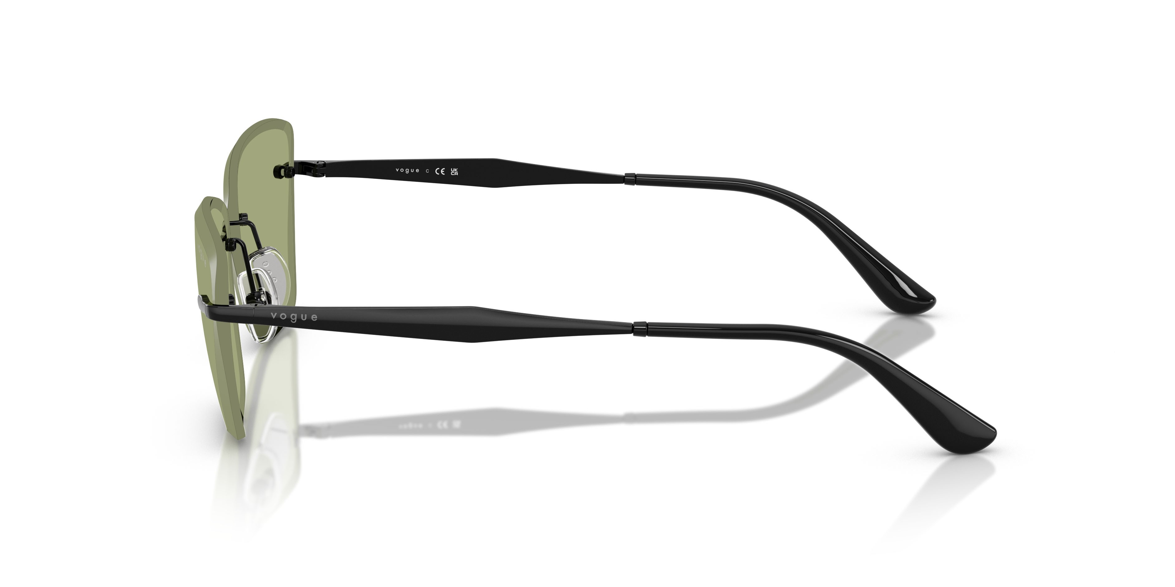 Occhiali da sole Vogue VO 4332S (352/82) colore nero forma cat eye lenti verde
