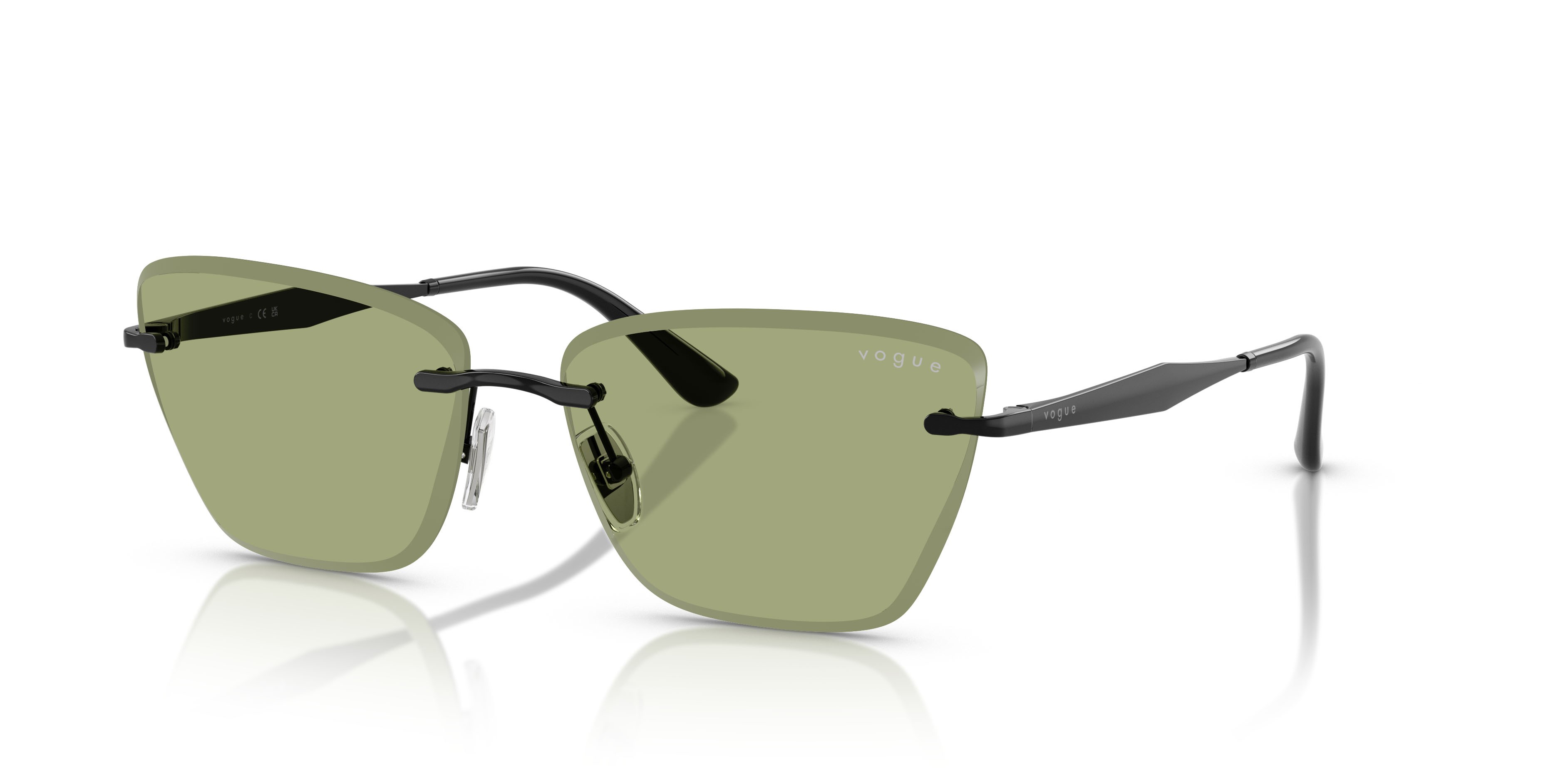 Occhiali da sole Vogue VO 4332S (352/82) colore nero forma cat eye lenti verde