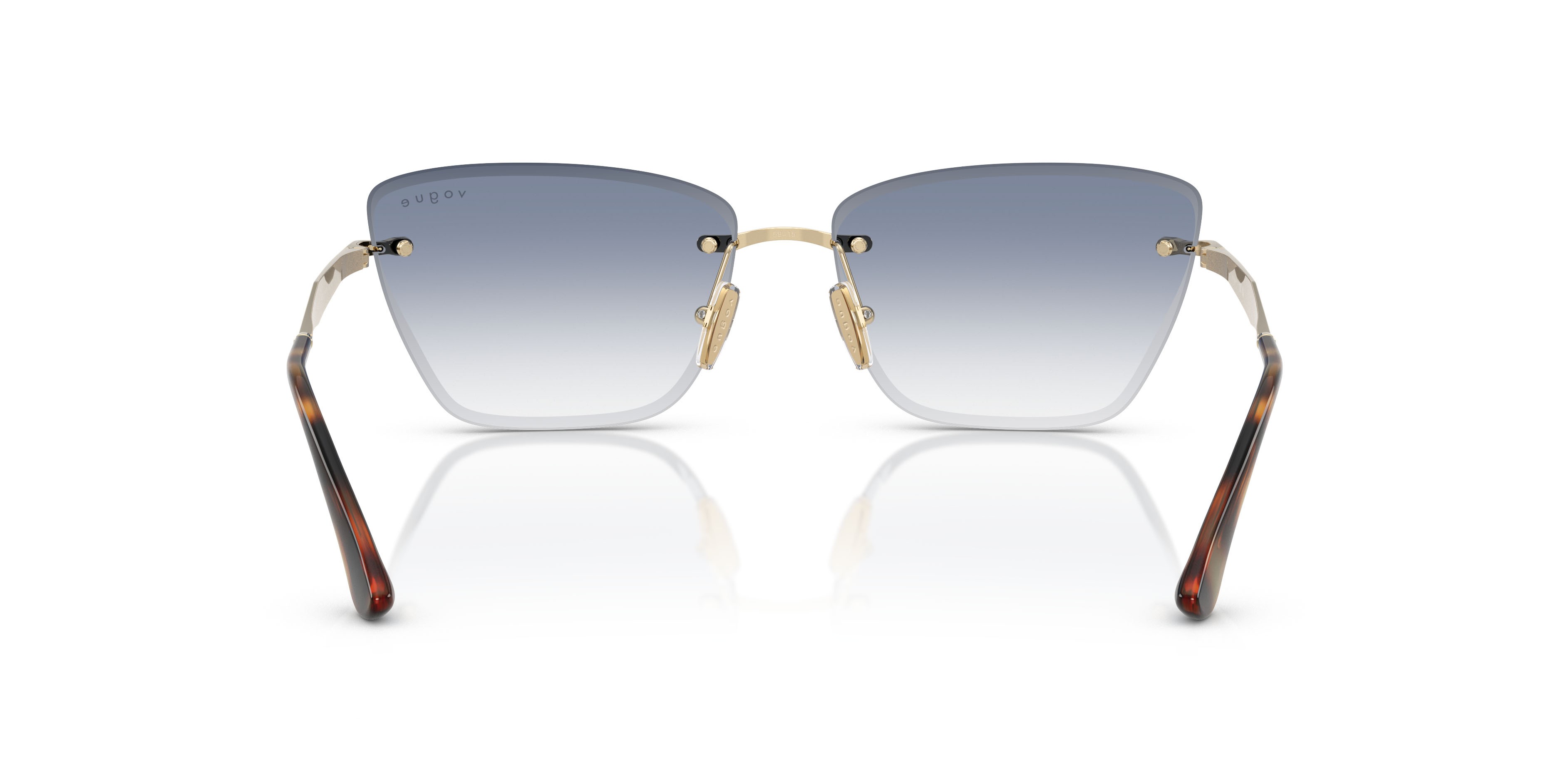 Occhiali da sole Vogue VO 4332S (848/19) colore oro pallido forma cat eye lenti trasparente sfumato azzurro
