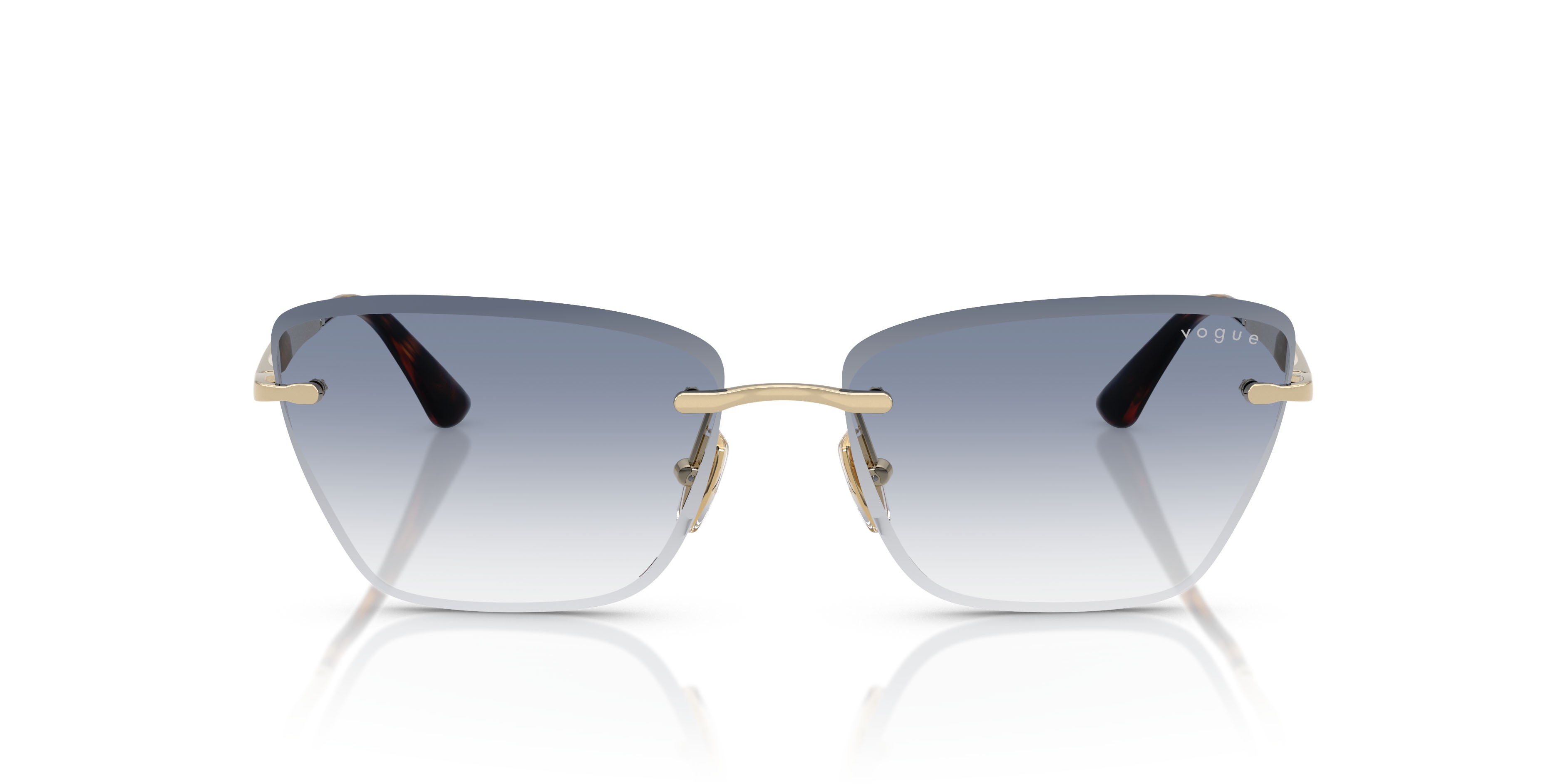 Occhiali da sole Vogue VO 4332S (848/19) colore oro pallido forma cat eye lenti trasparente sfumato azzurro