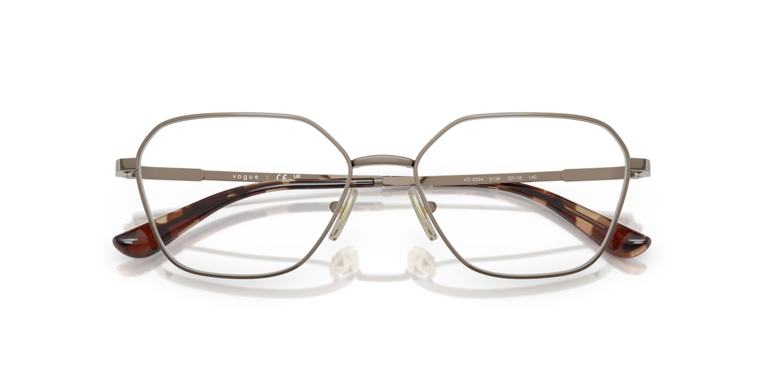 Eyeglasses Vogue VO 4334 (5138) color marrone chiaro shape irregular lenses lente demo