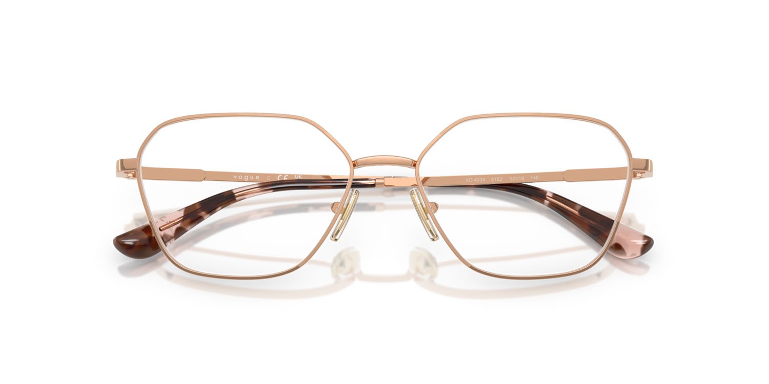 Eyeglasses Vogue VO 4334 (5152) color oro rose shape irregular lenses lente demo