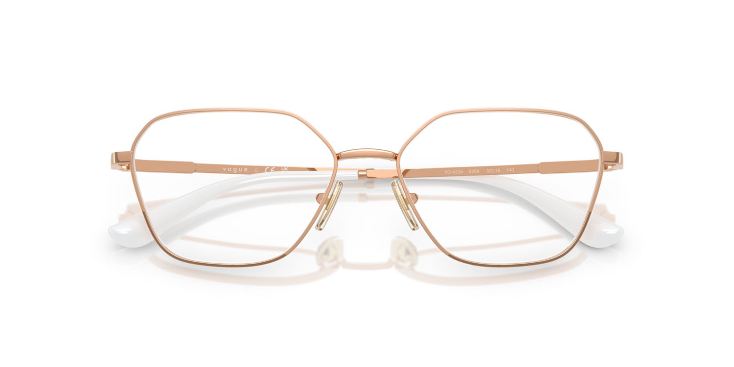 Eyeglasses Vogue VO 4334 (5209) color rose gold/top white shape irregular lenses lente demo