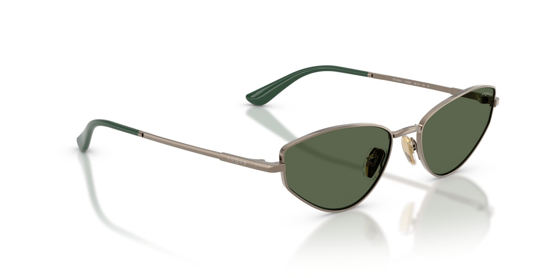 Sunglasses Vogue VO 4339S (51389A) color marrone chiaro shape cat eye lenses polar verde scuro