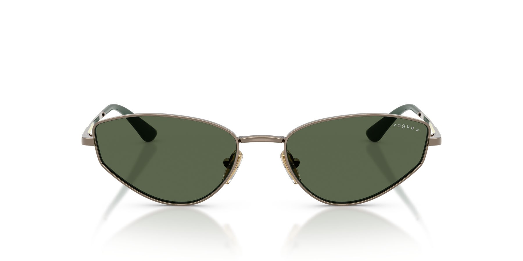 Sunglasses Vogue VO 4339S (51389A) color marrone chiaro shape cat eye lenses polar verde scuro