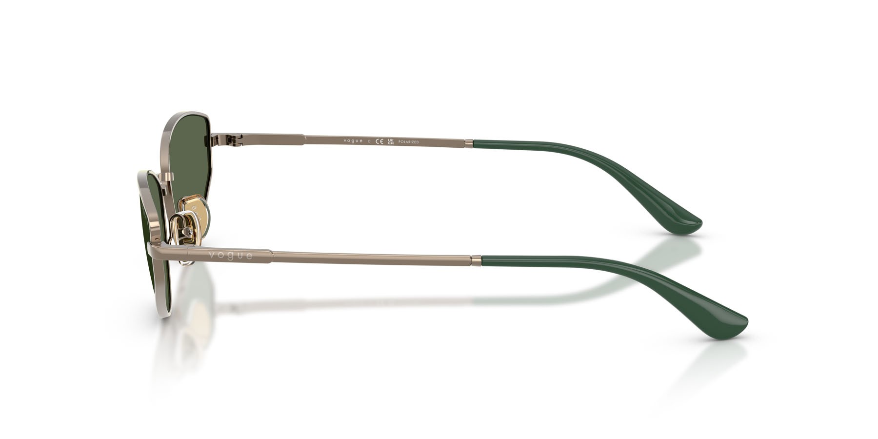 Sunglasses Vogue VO 4339S (51389A) color marrone chiaro shape cat eye lenses polar verde scuro