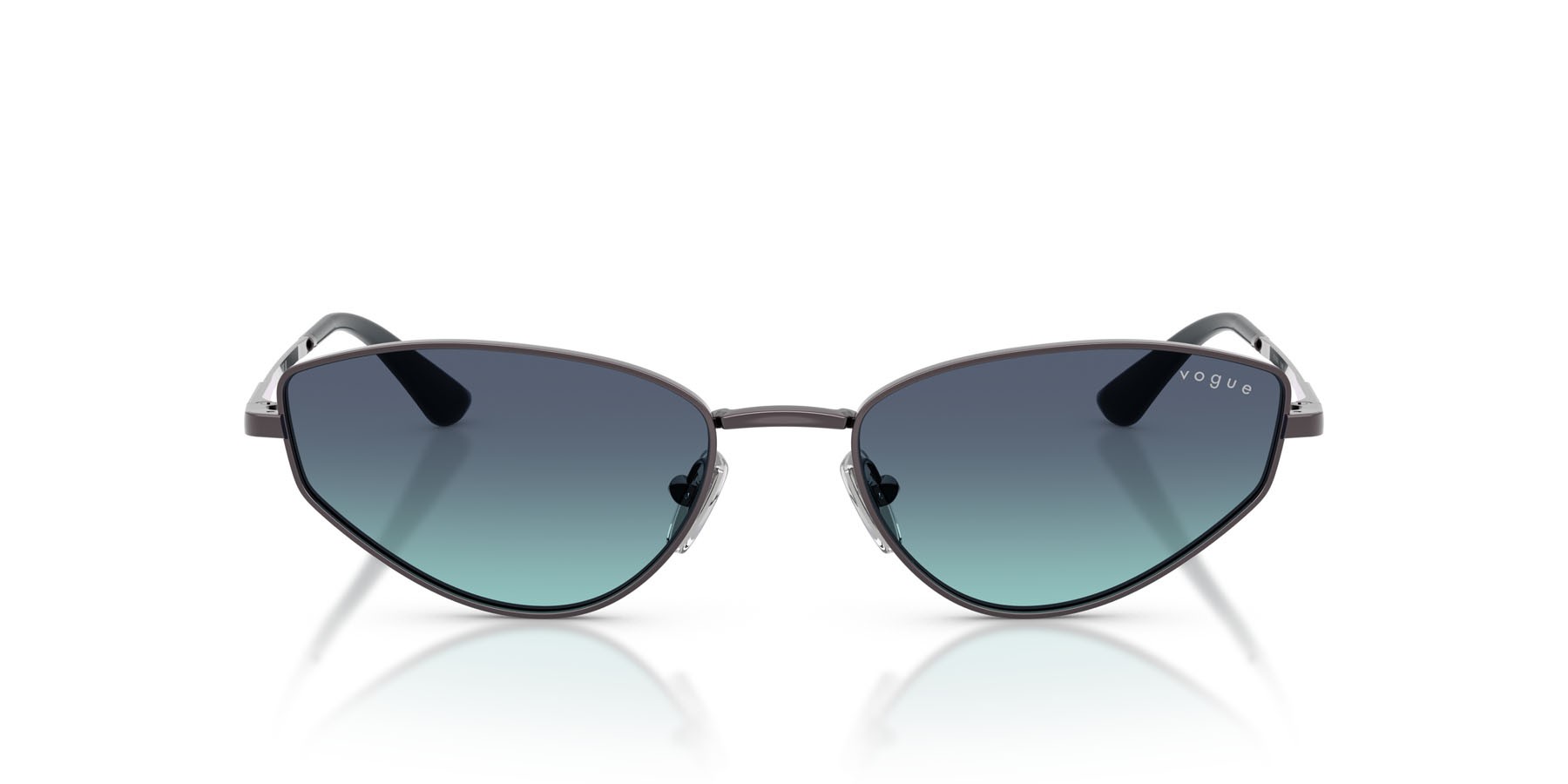 Sunglasses Vogue VO 4339S (51494S) color viola chiaro shape cat eye lenses azzurro sfumato blu