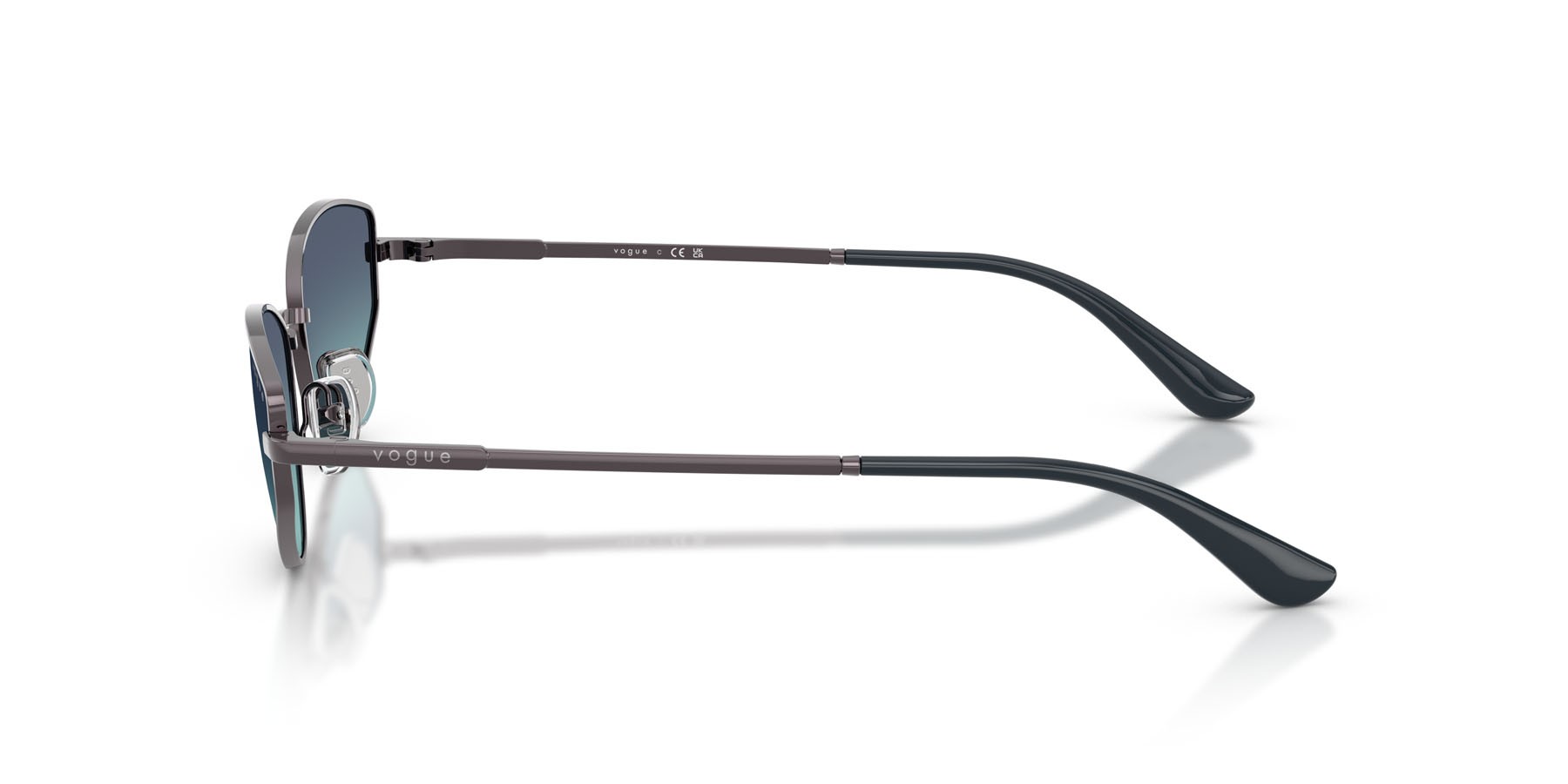 Sunglasses Vogue VO 4339S (51494S) color viola chiaro shape cat eye lenses azzurro sfumato blu