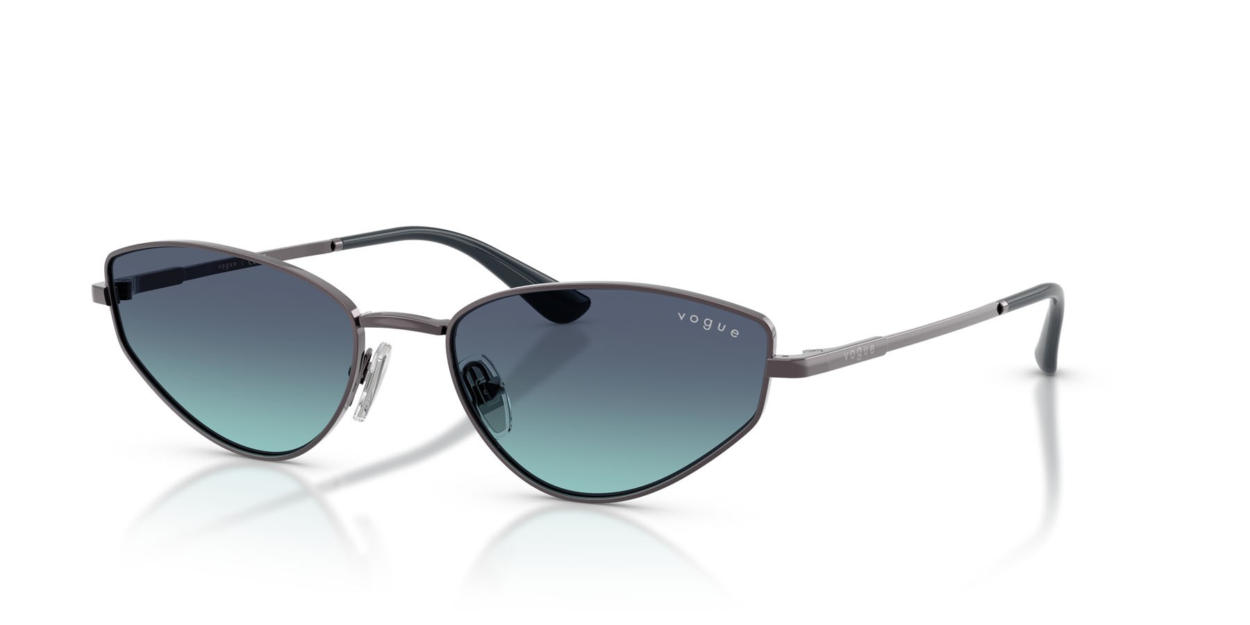 Sunglasses Vogue VO 4339S (51494S) color viola chiaro shape cat eye lenses azzurro sfumato blu