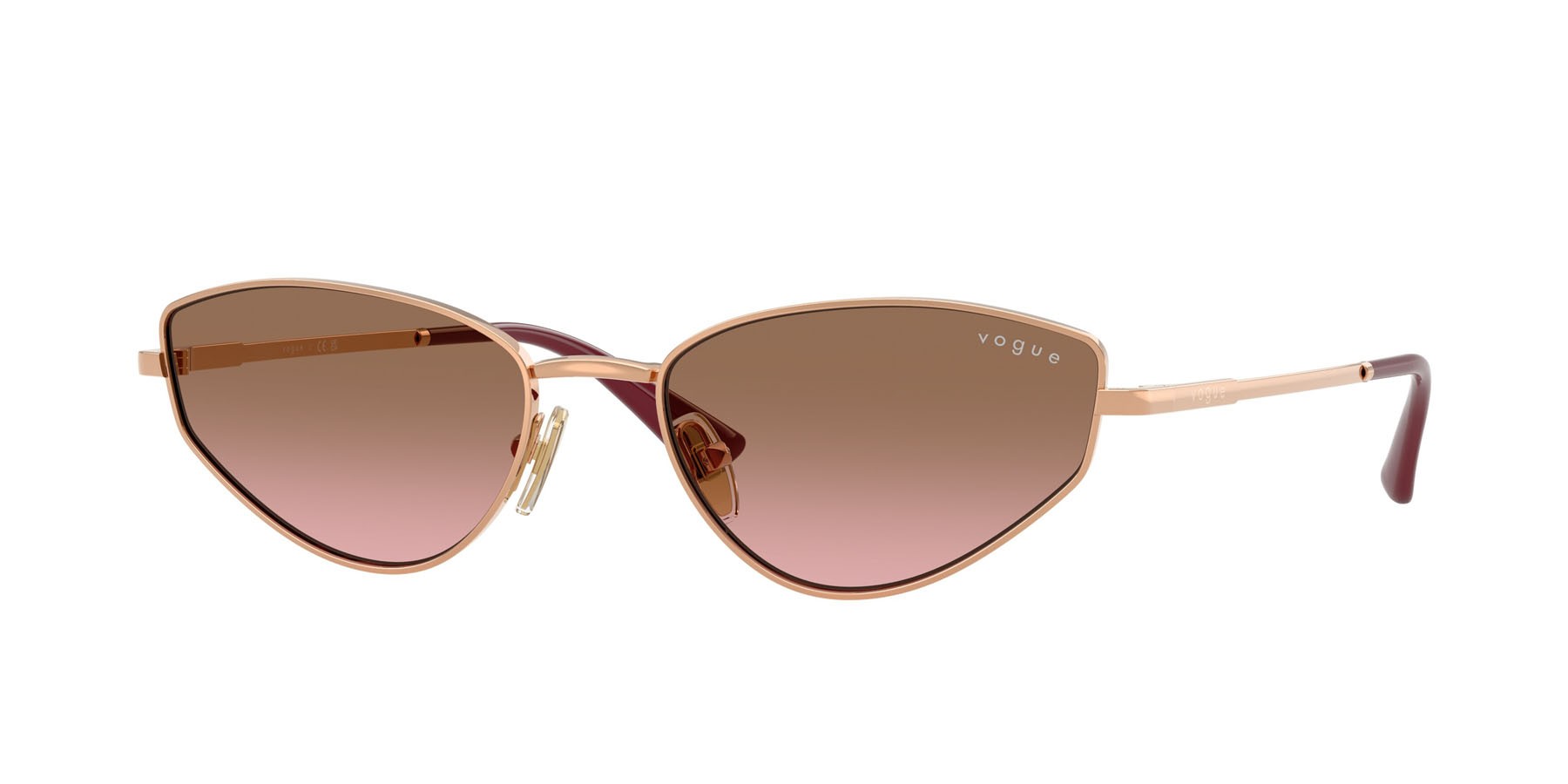 Occhiali da sole Vogue VO 4339S (515214) colore oro rose forma cat eye lenti rosa sfumato marrone