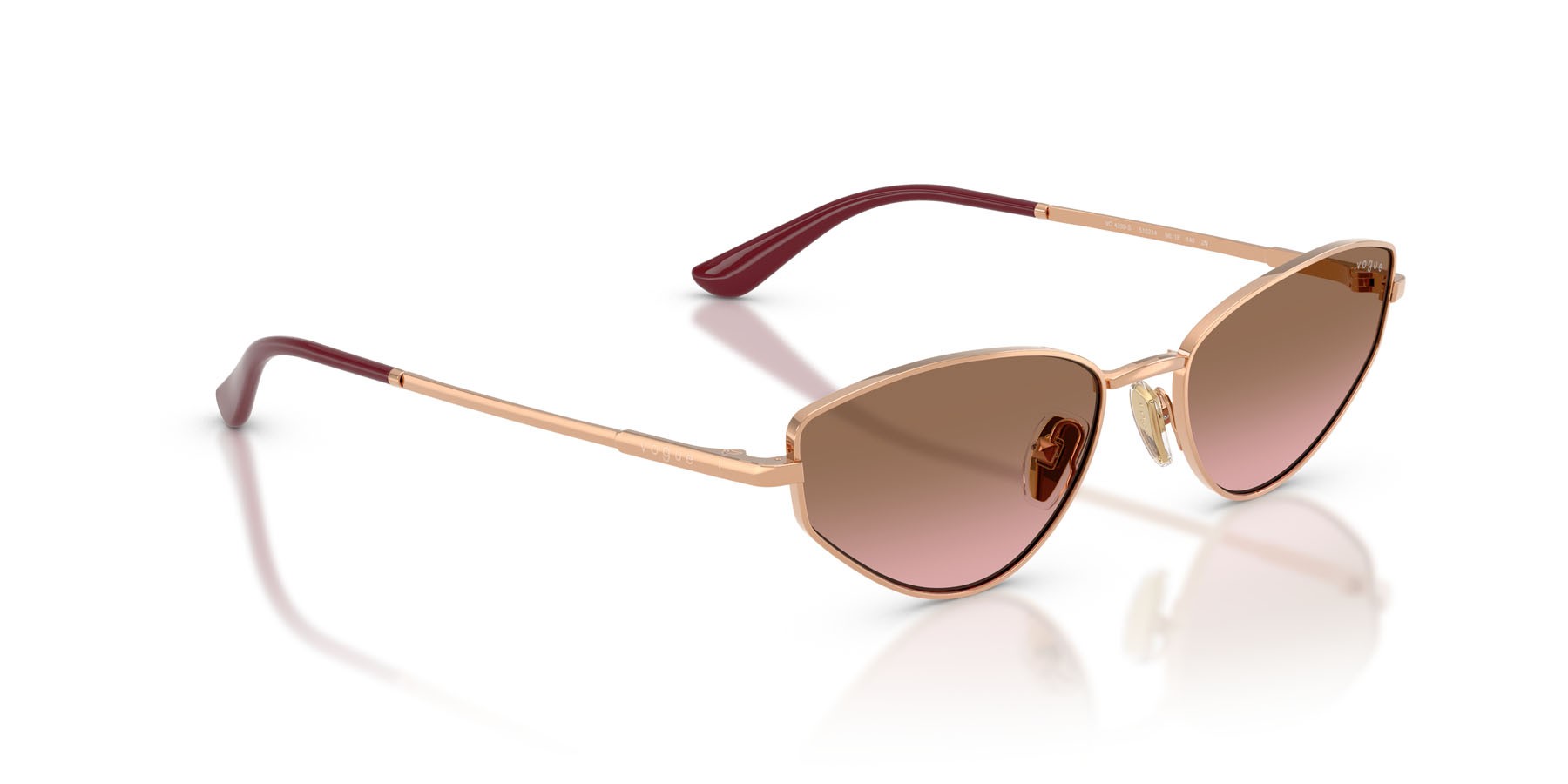 Occhiali da sole Vogue VO 4339S (515214) colore oro rose forma cat eye lenti rosa sfumato marrone