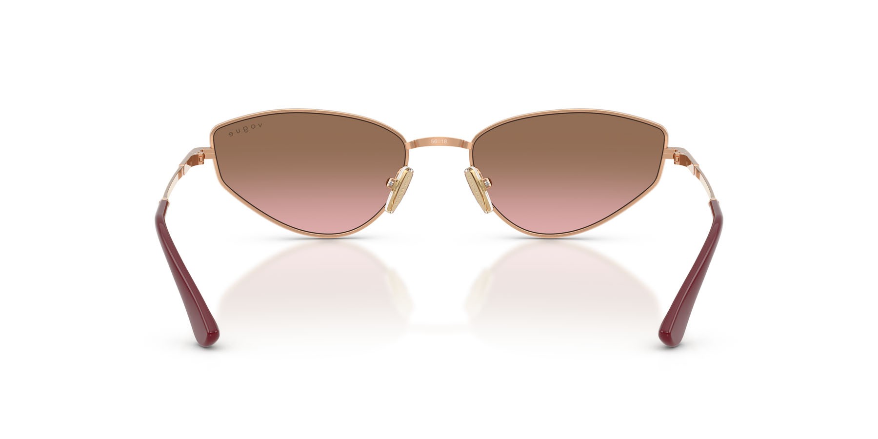 Occhiali da sole Vogue VO 4339S (515214) colore oro rose forma cat eye lenti rosa sfumato marrone