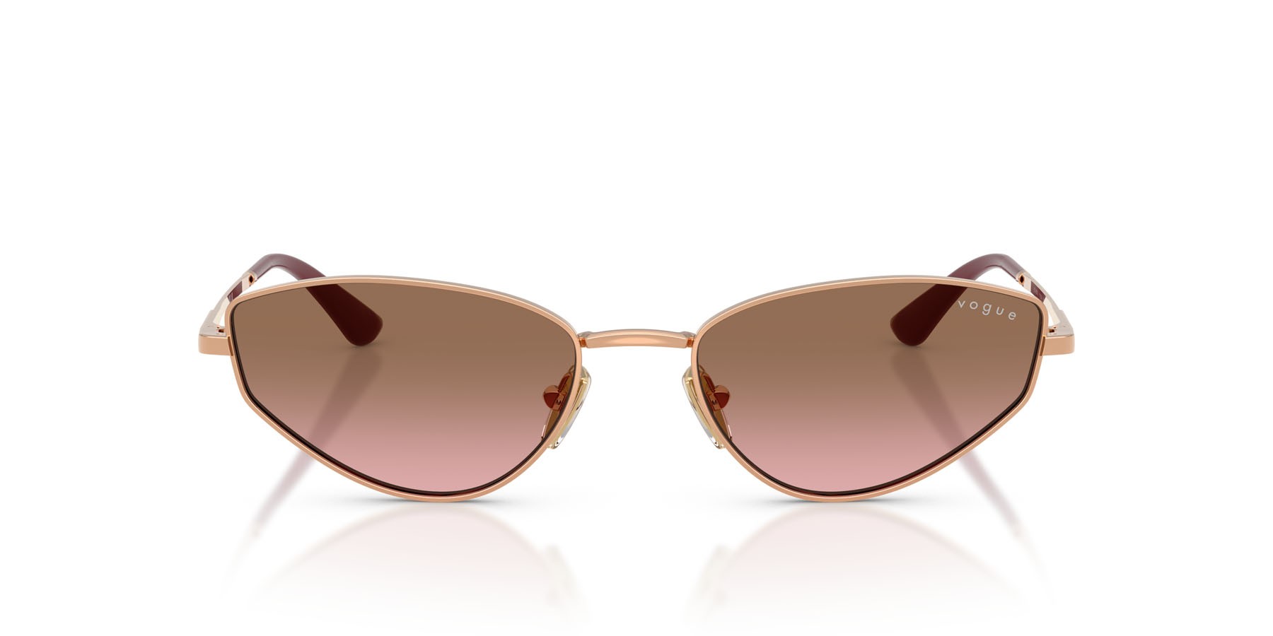 Occhiali da sole Vogue VO 4339S (515214) colore oro rose forma cat eye lenti rosa sfumato marrone
