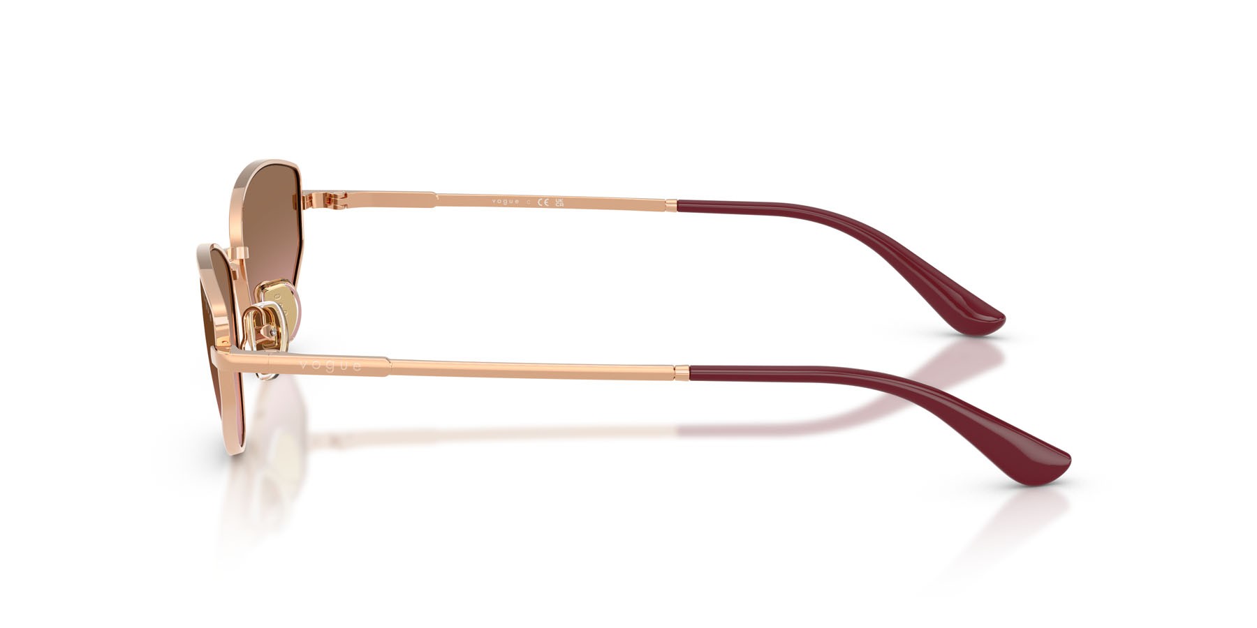 Occhiali da sole Vogue VO 4339S (515214) colore oro rose forma cat eye lenti rosa sfumato marrone