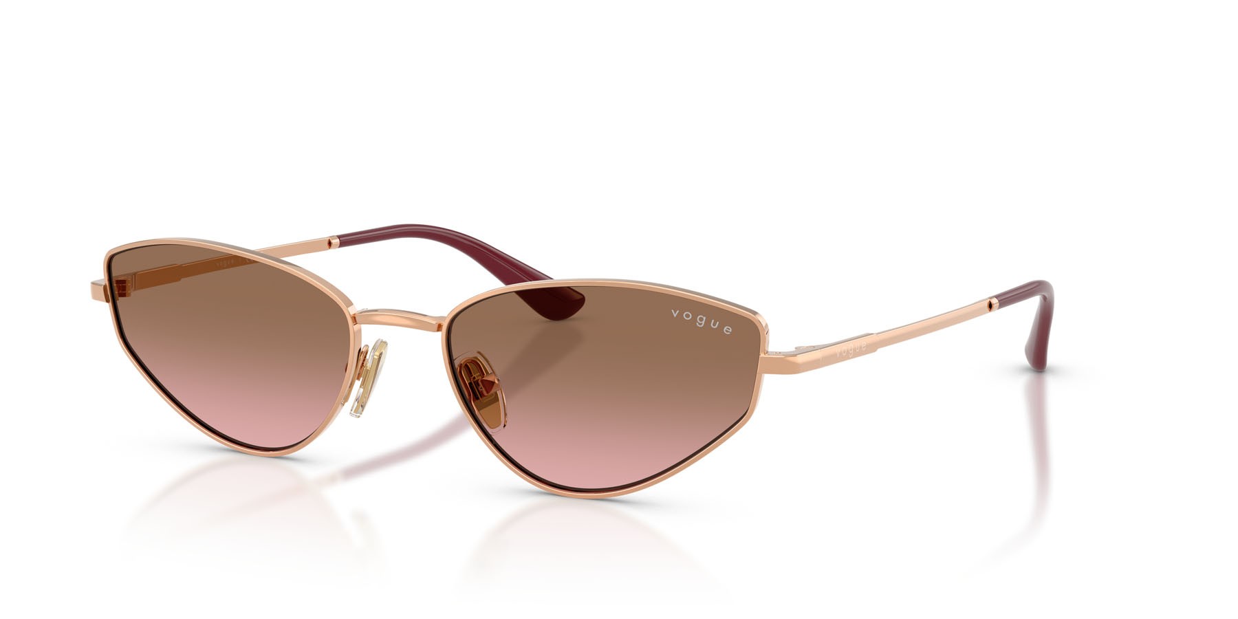 Occhiali da sole Vogue VO 4339S (515214) colore oro rose forma cat eye lenti rosa sfumato marrone