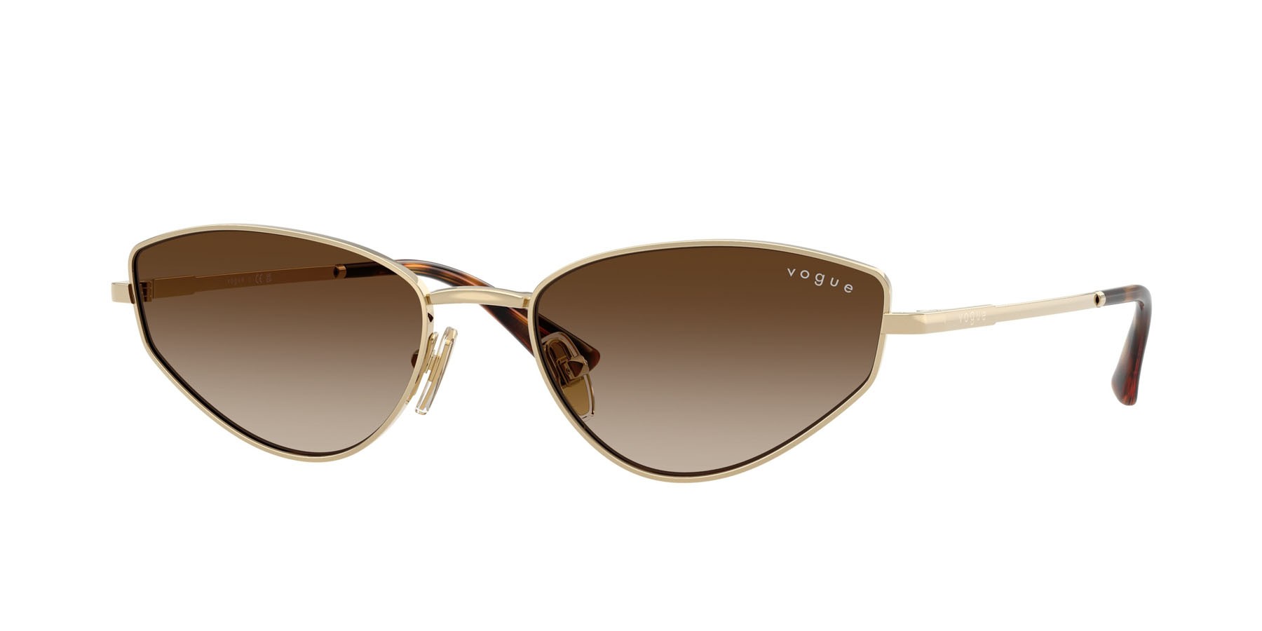 Sunglasses Vogue VO 4339S (848/13) color oro pallido shape cat eye lenses marrone sfumato