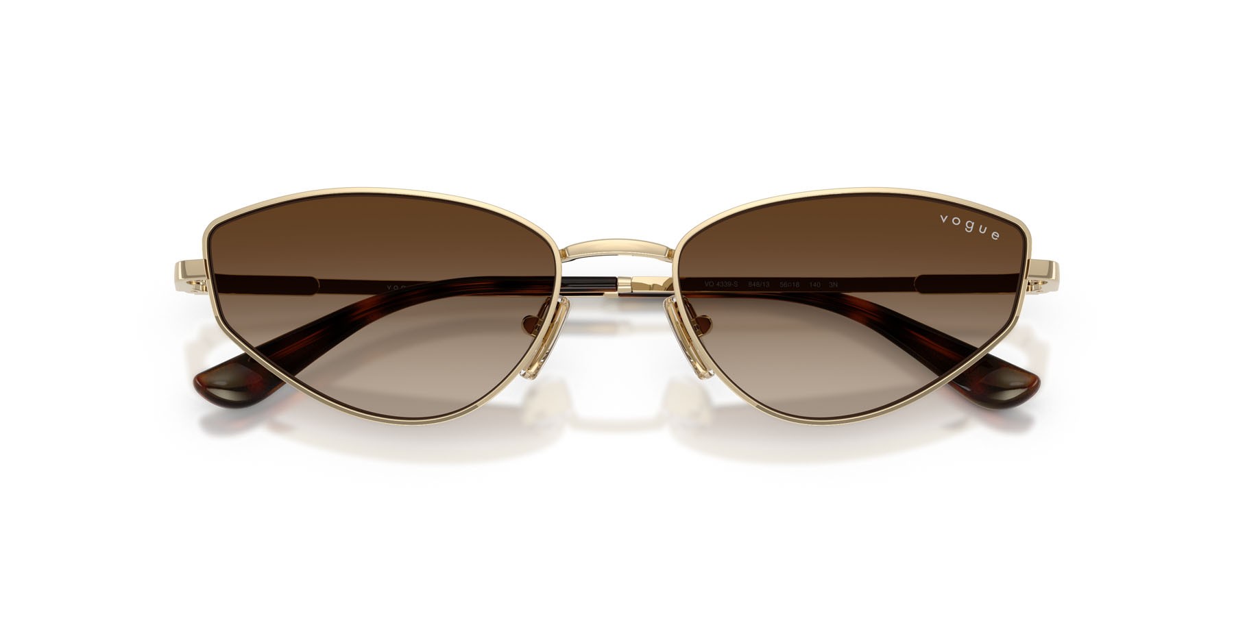 Sunglasses Vogue VO 4339S (848/13) color oro pallido shape cat eye lenses marrone sfumato
