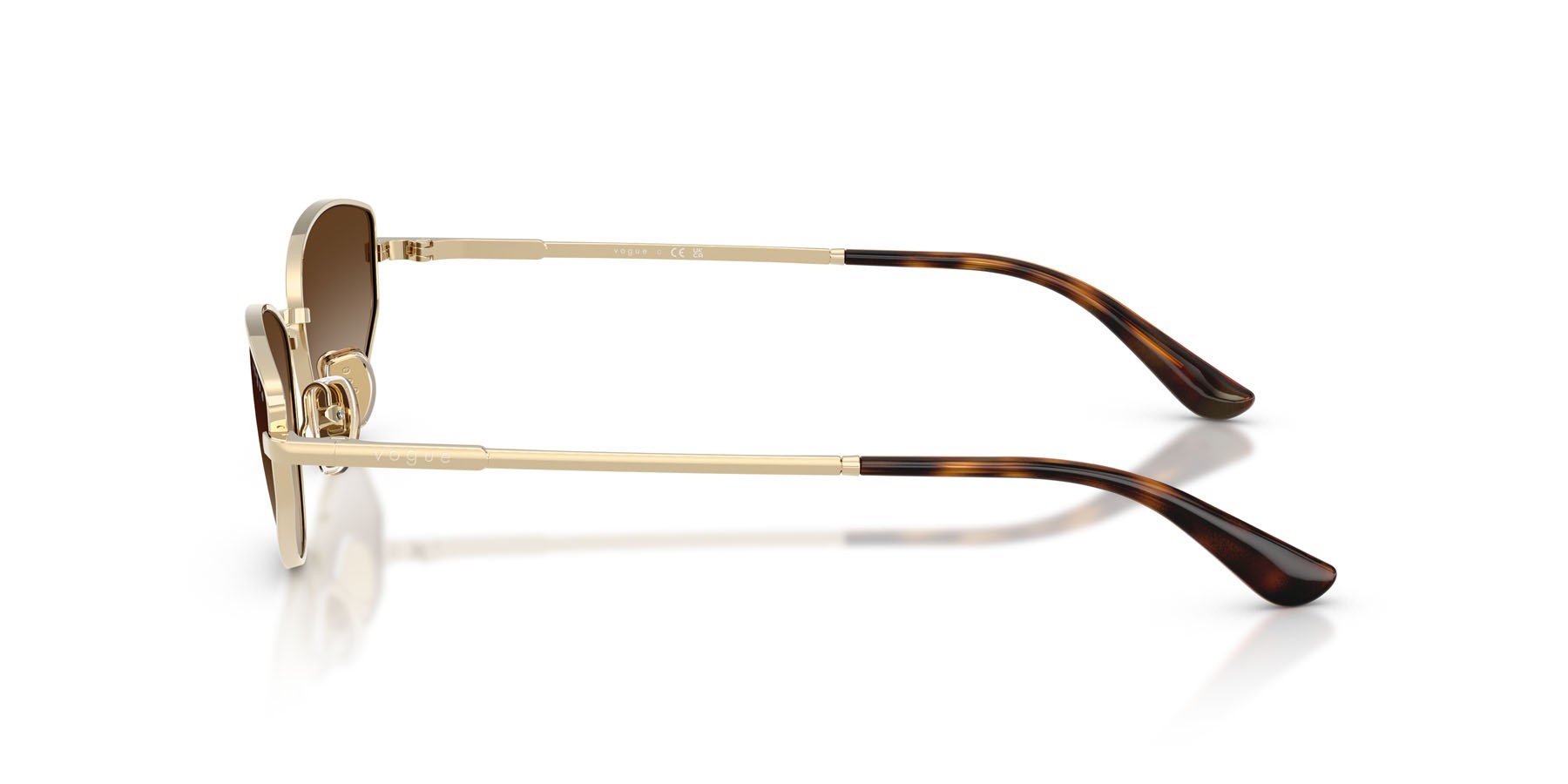 Sunglasses Vogue VO 4339S (848/13) color oro pallido shape cat eye lenses marrone sfumato
