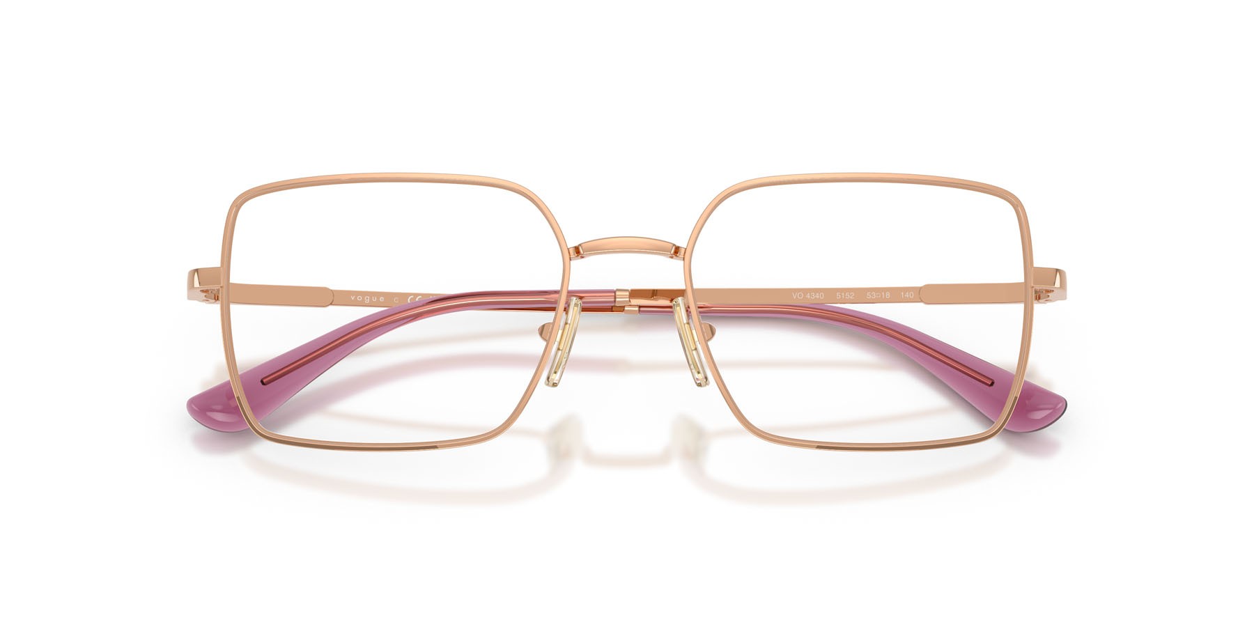 Eyeglasses Vogue VO 4340 (5152) color oro rose shape rectangle lenses lente demo