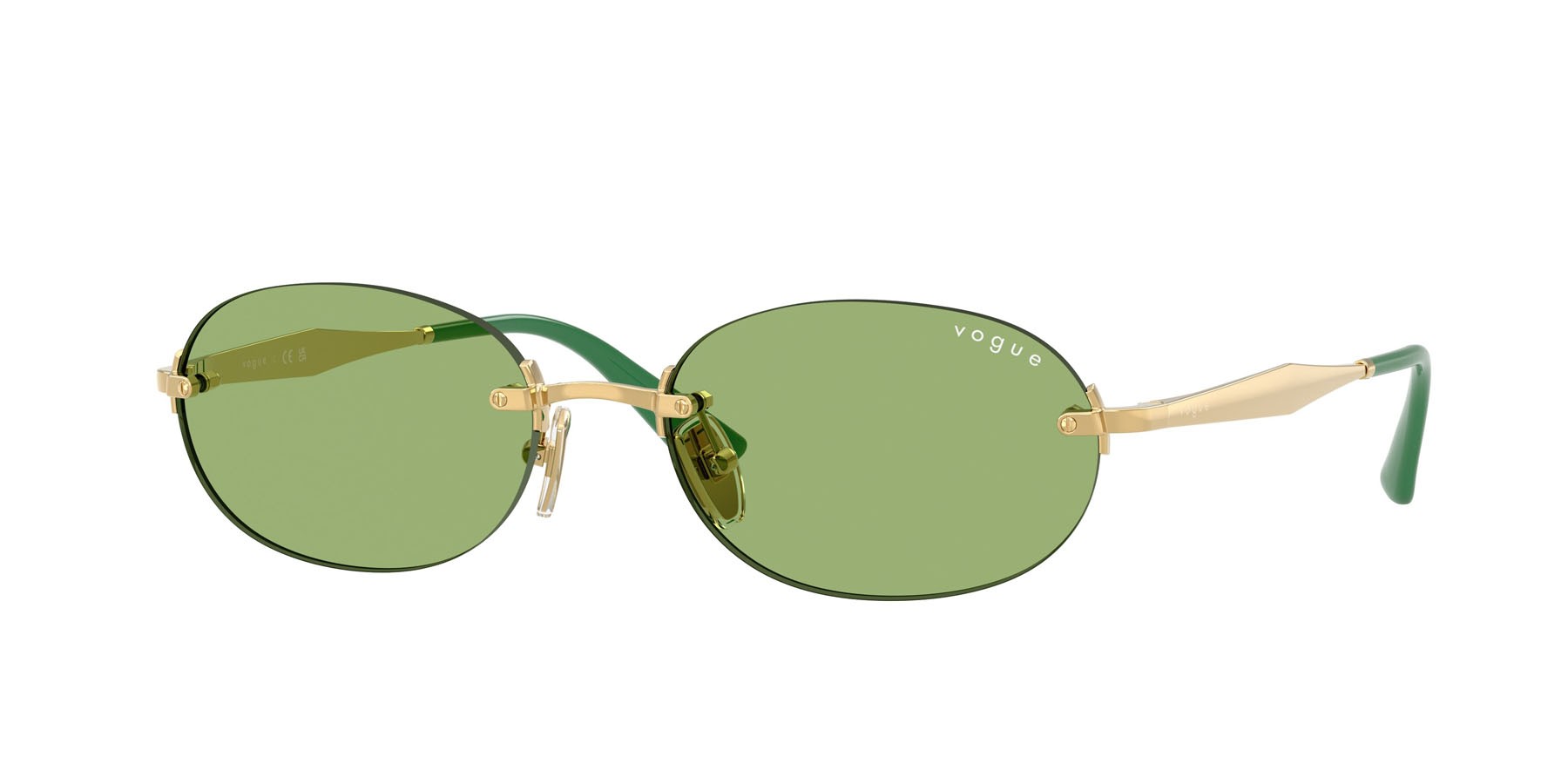 Occhiali da sole Vogue VO 4342S (280/2) colore oro forma ovale lenti verde