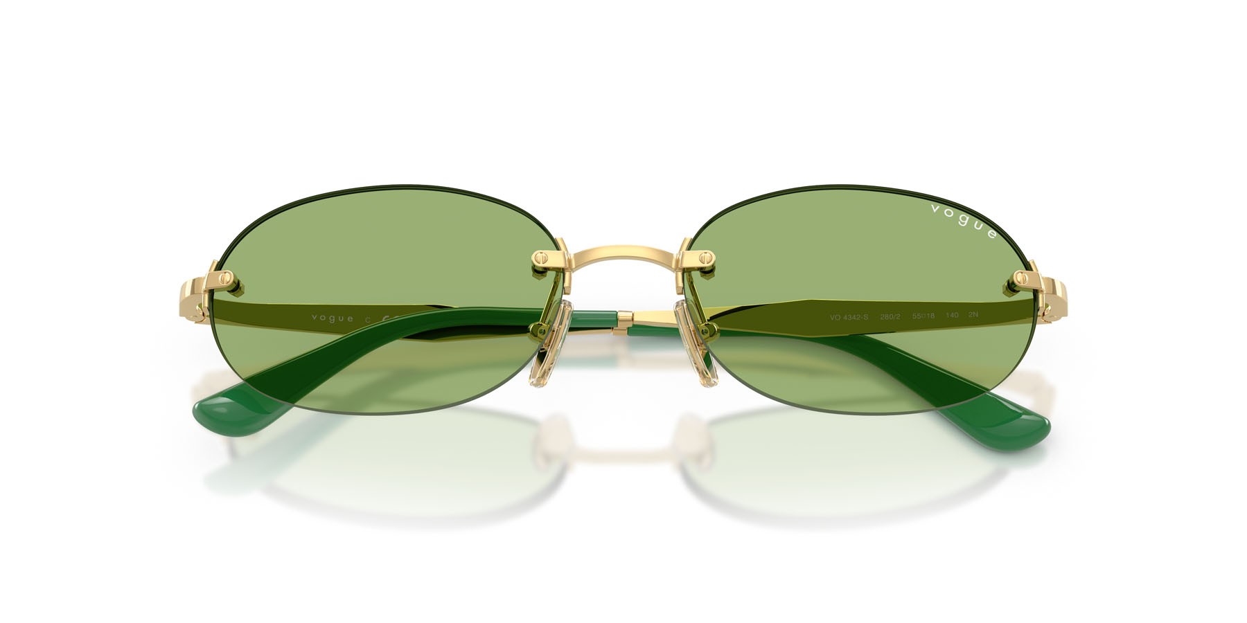 Occhiali da sole Vogue VO 4342S (280/2) colore oro forma ovale lenti verde