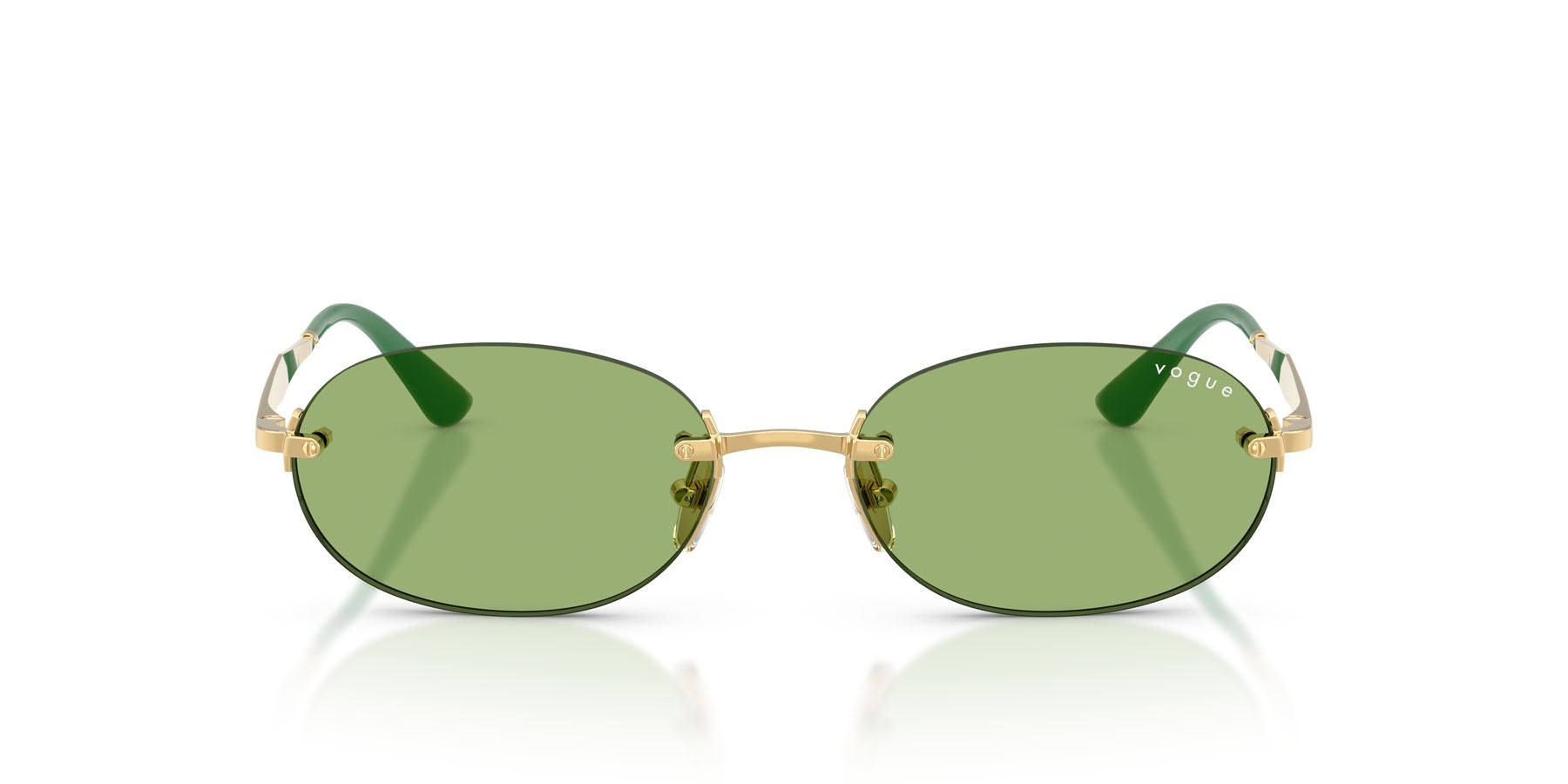 Occhiali da sole Vogue VO 4342S (280/2) colore oro forma ovale lenti verde