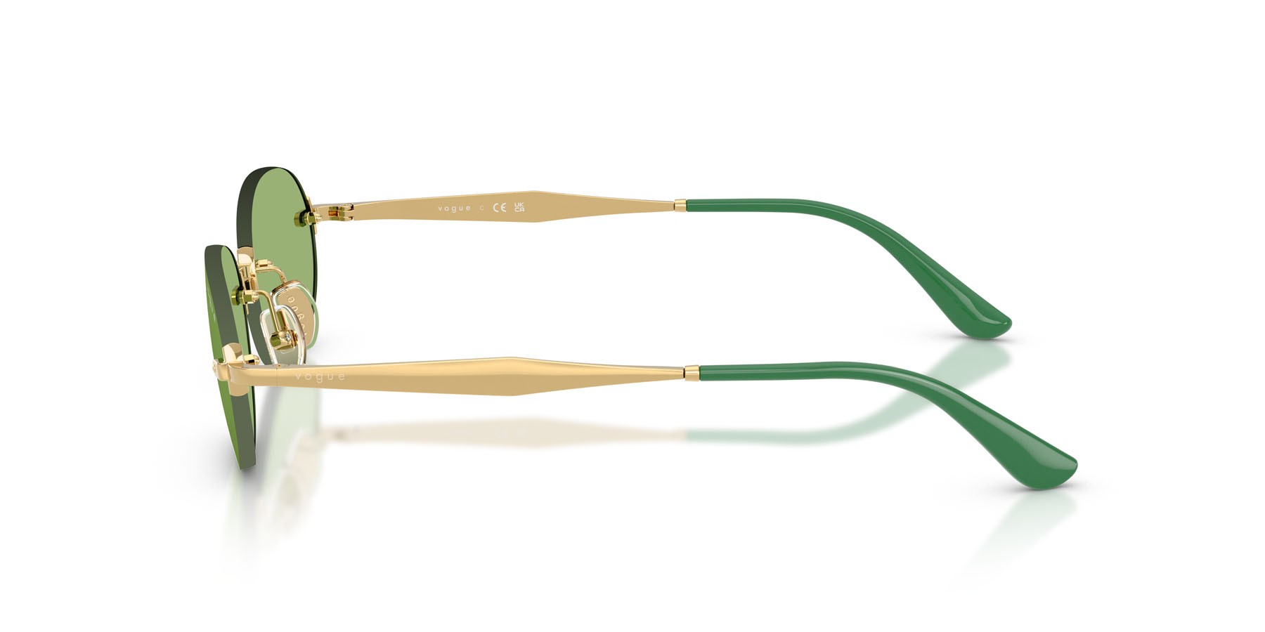 Occhiali da sole Vogue VO 4342S (280/2) colore oro forma ovale lenti verde