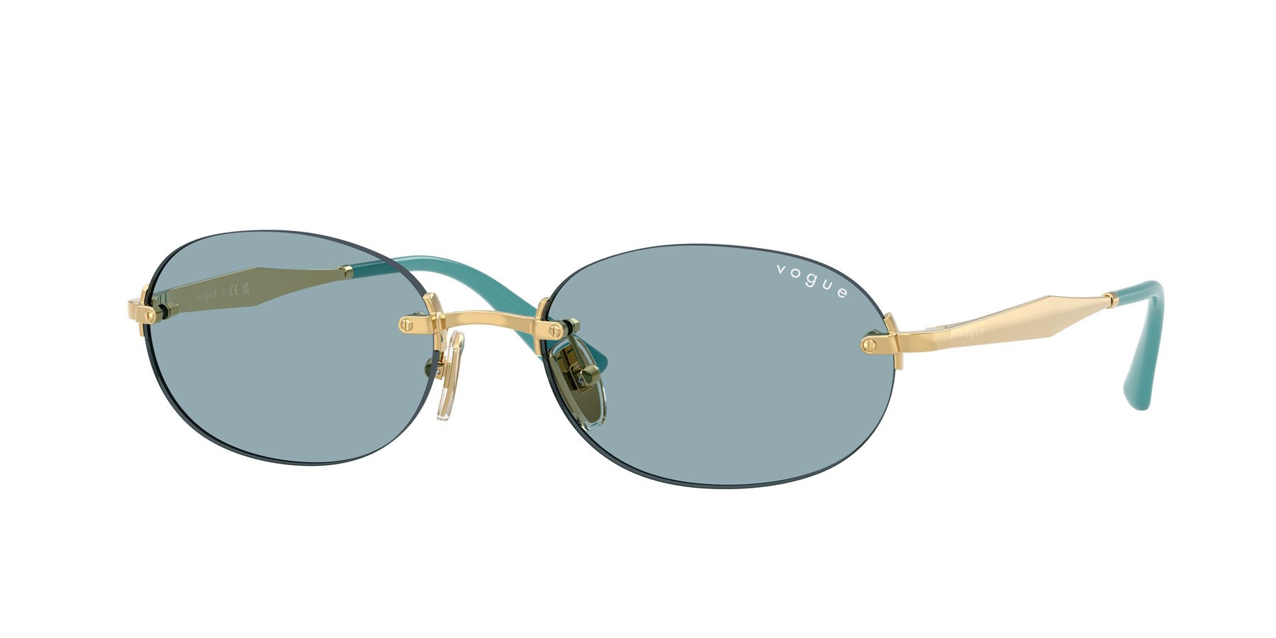 Occhiali da sole Vogue VO 4342S (280/80) colore oro forma ovale lenti blu